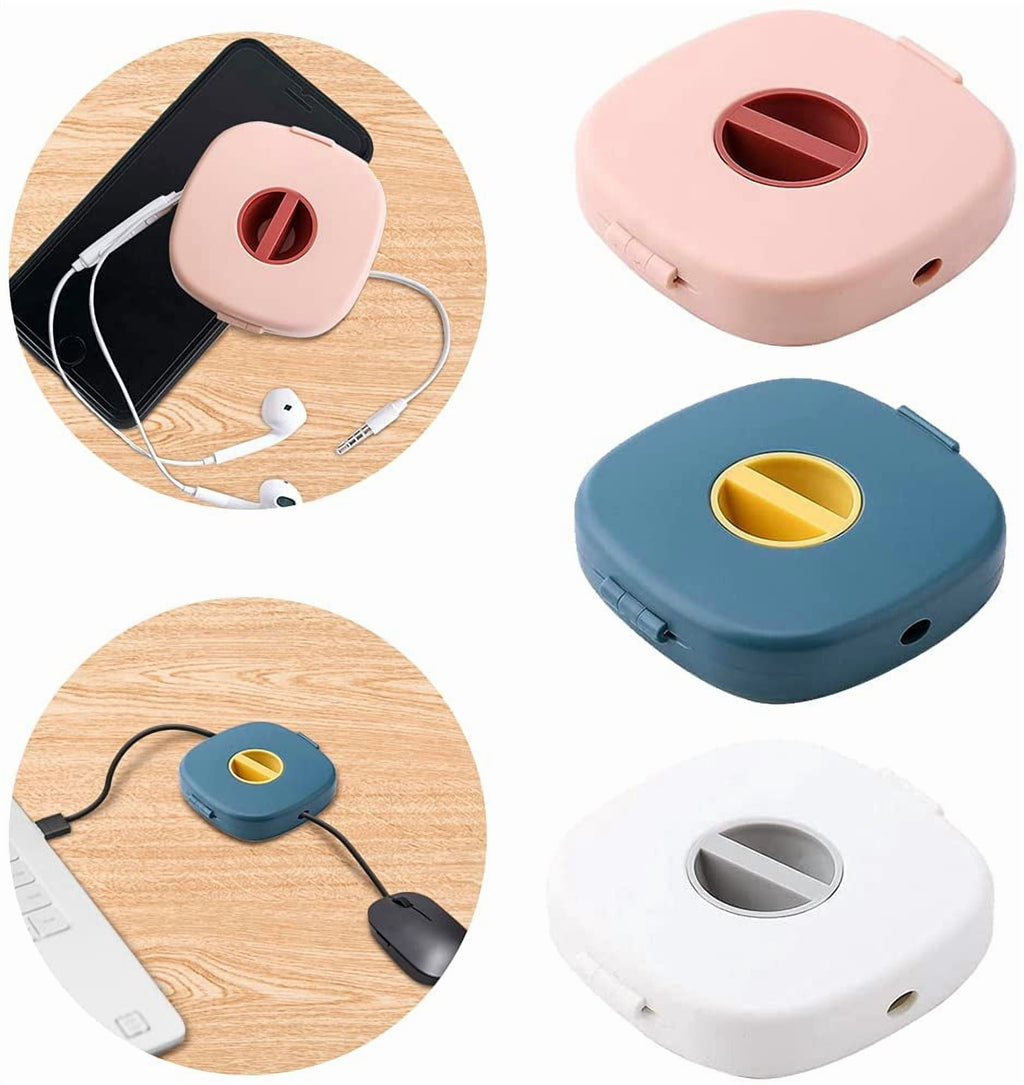 3pcs Cable Management Retractable Cord Organizer: 2-in-1 Cord Management Case Mobile Phone Holder, Cable Tidy Storage Protector Wire Winder