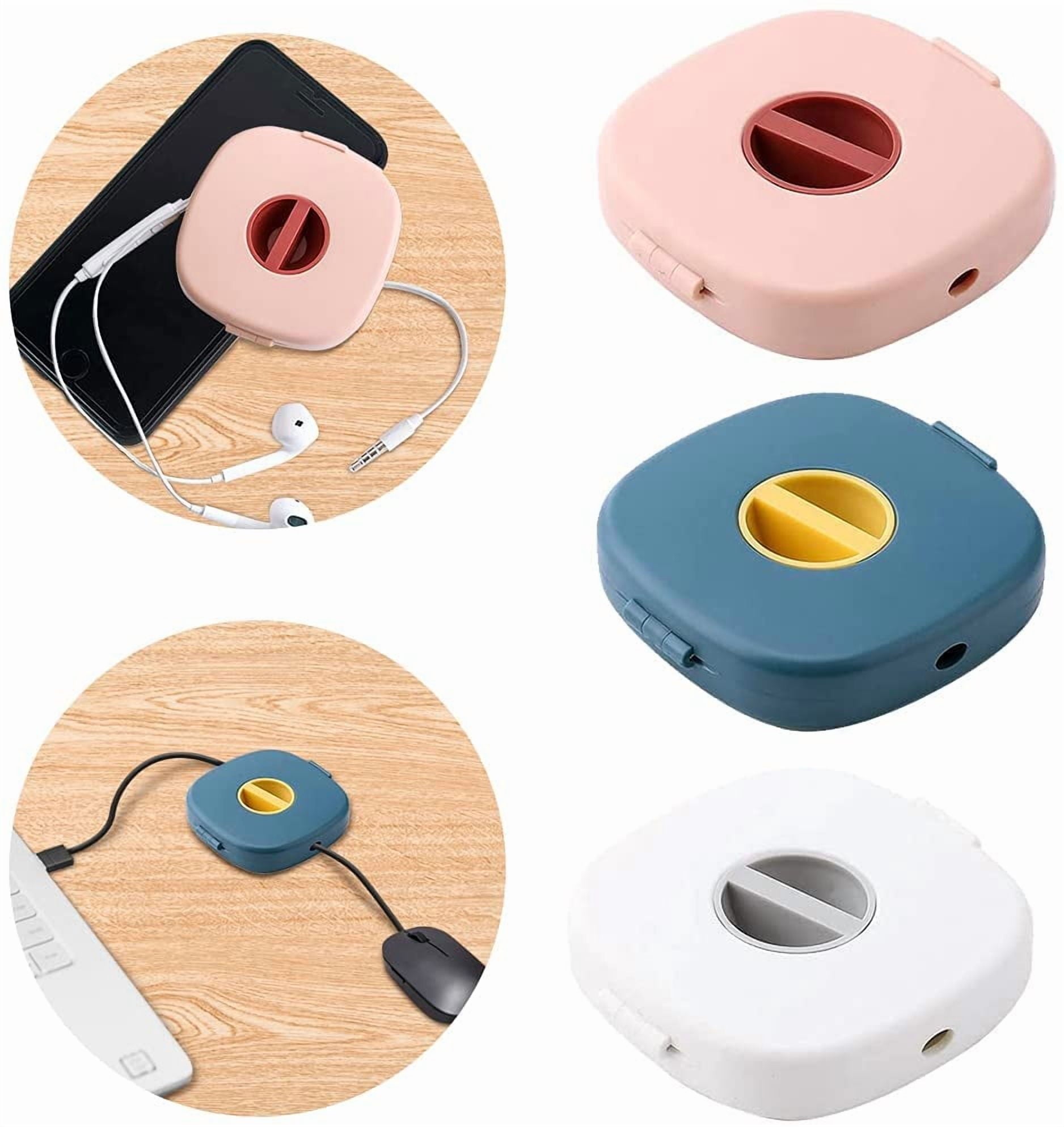 3pcs Cable Management Retractable Cord Organizer: 2-in-1 Cord Management Case Mobile Phone Holder, Cable Tidy Storage Protector Wire Winder