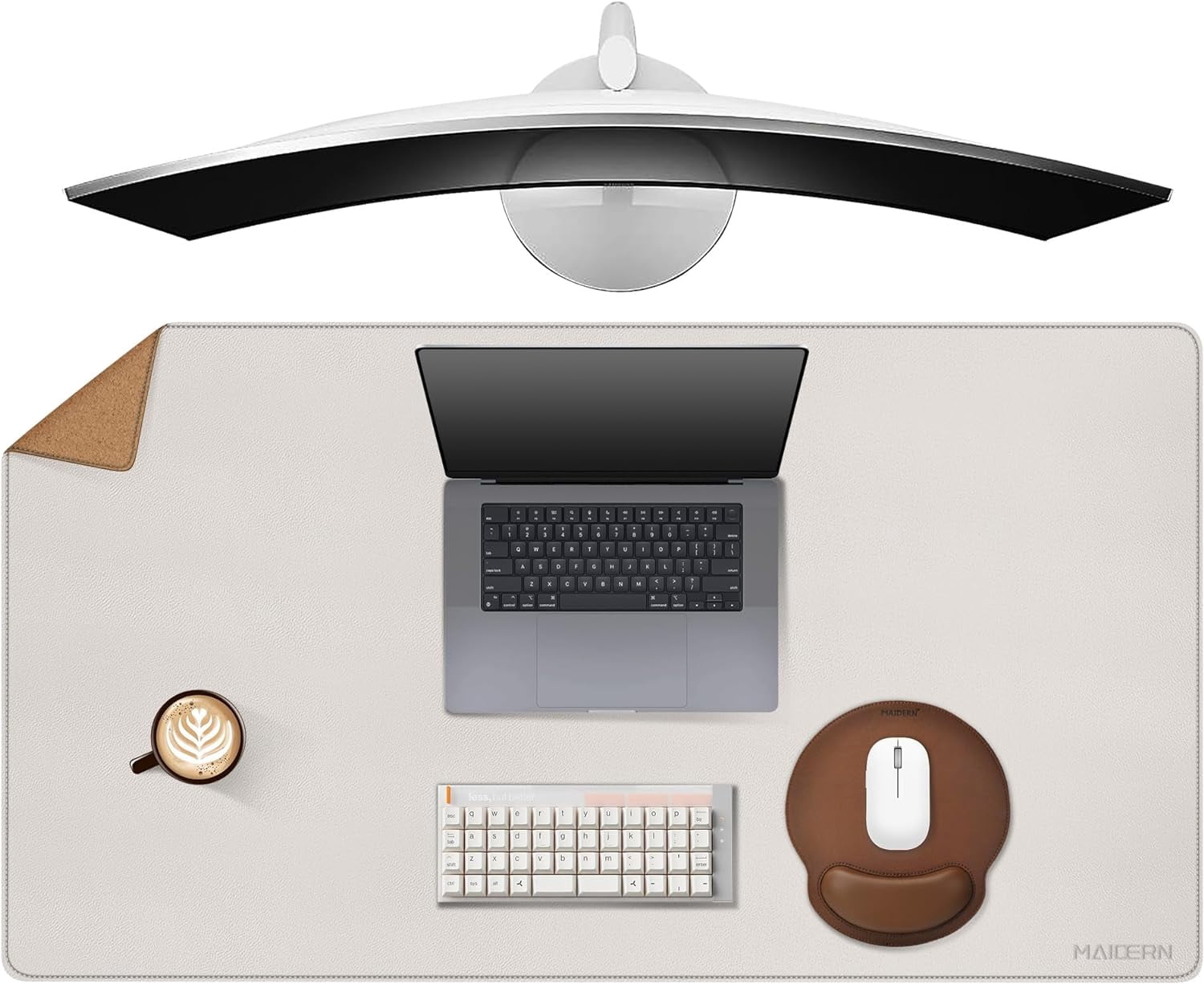 40”x 24” Desk Pad, Reversible Large Desk Mat, Cork & Large Mouse pad for Desk, Waterproof Computer Desk Pad for Gamin...