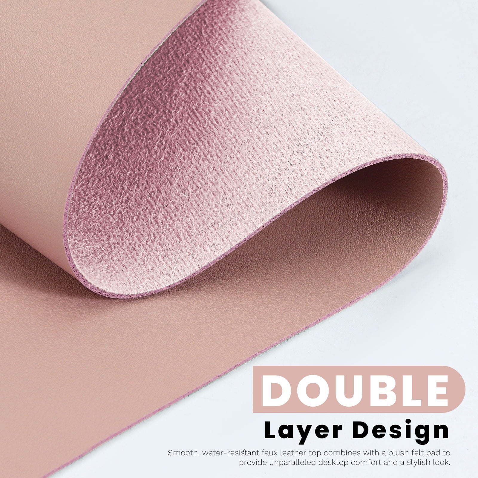 Pink Leather Desk Mat, Non-Slip Large Computer Desk Pad Protector, Waterproof Office Desk Mouse Pad Blotter for Desktop Keyboard Gaming Home - Image 4