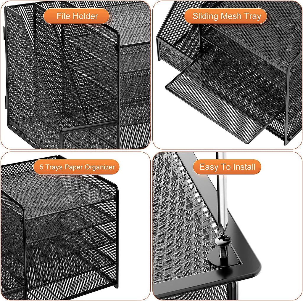 with File Holder, 5-Tier Paper Letter Tray , Mesh s and Accessories with Magazine Holder, top and Storage for Office ... - Image 3