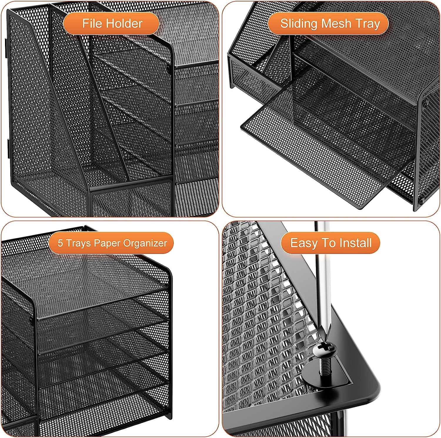 with File Holder, 5-Tier Paper Letter Tray , Mesh s and Accessories with Magazine Holder, top and Storage for Office ... - Image 3