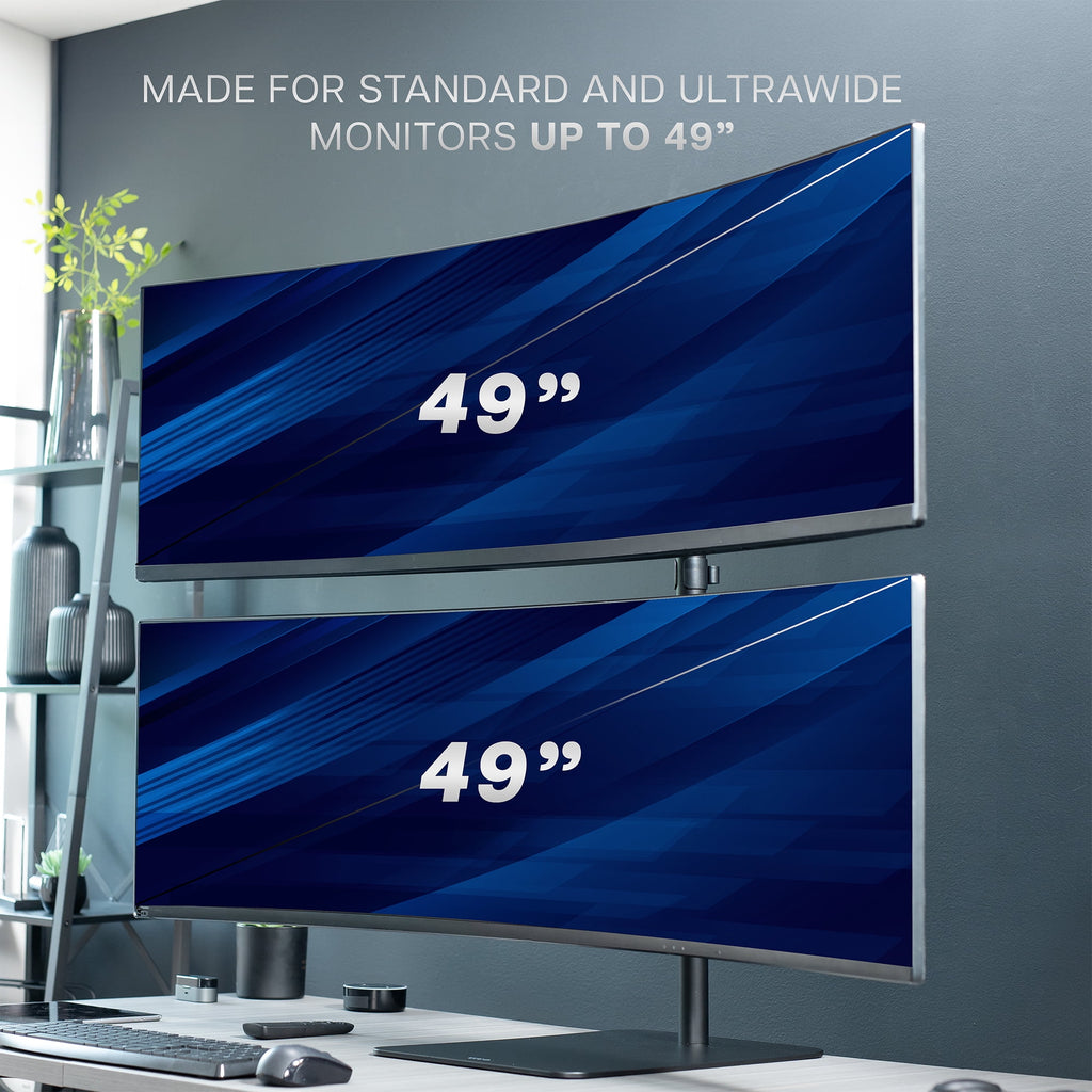 Dual Ultrawide Monitor Desk Stand, Mount for 2 Computer Screens up to 49" - Image 2