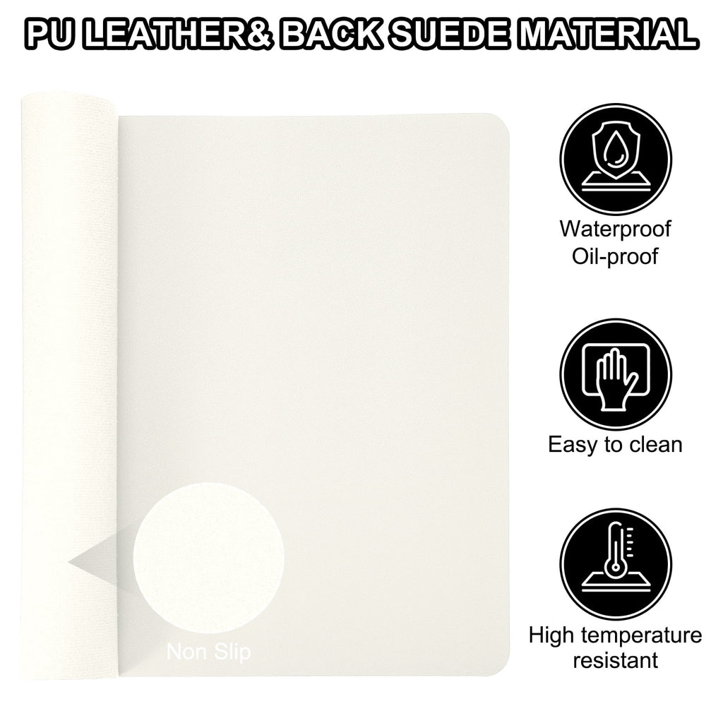 31"x15" Large Desk Mat, PU Leather Dual Side Large Desk Pad, White - Image 3