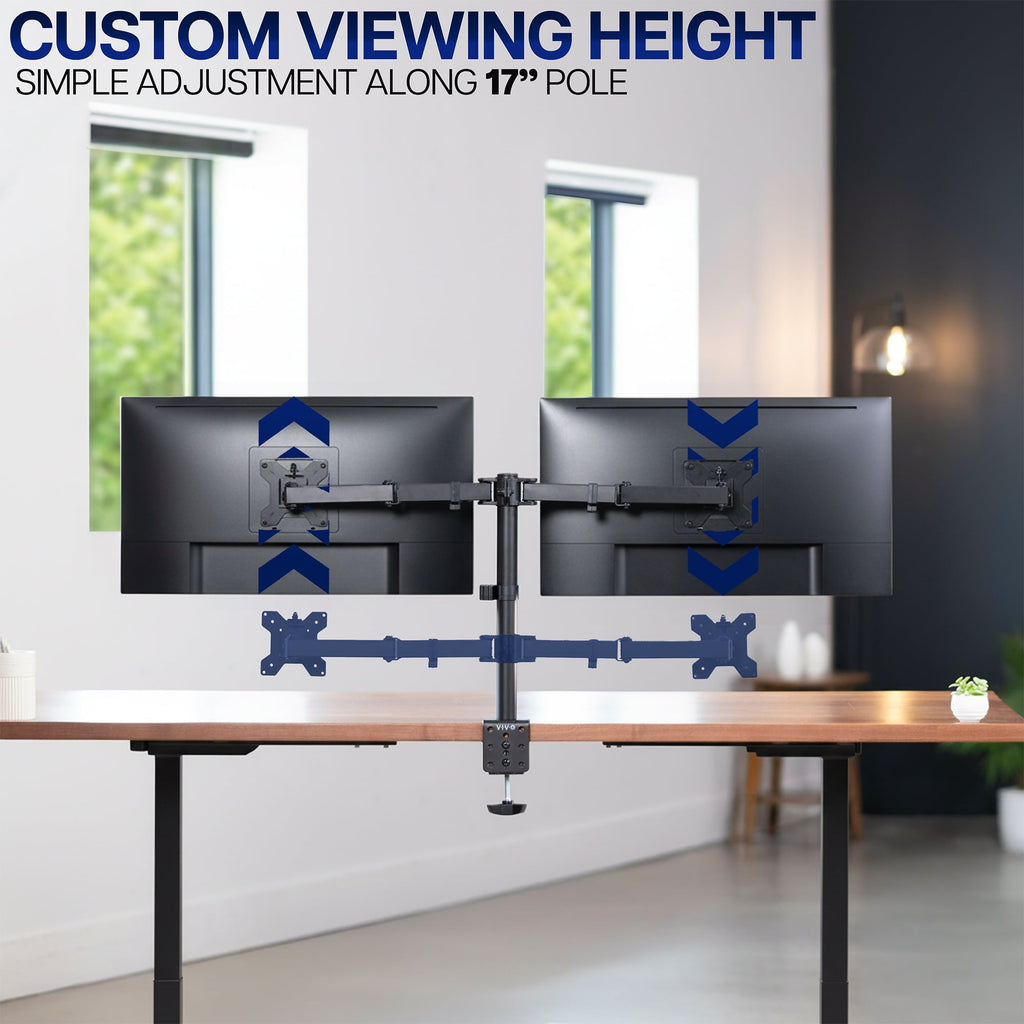 VIVO Black Dual Monitor Desk Mount Adjustable Stand, Fits Screens up to 30" - Image 5
