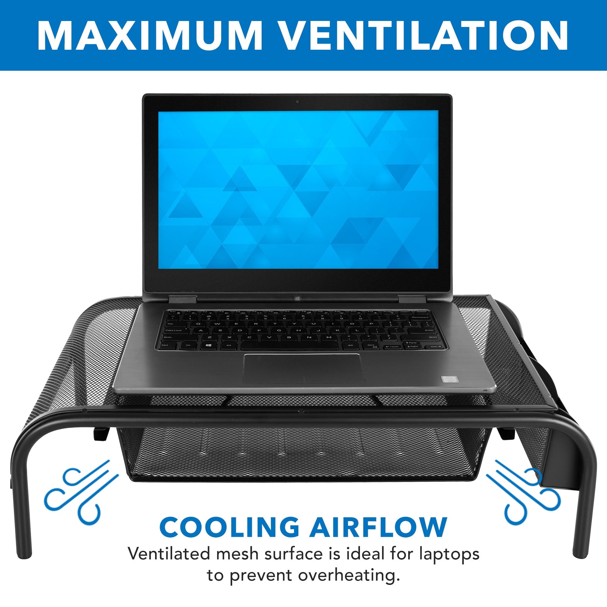 Metal Mesh Computer Monitor Stand and Riser with Pullout Drawer - Image 4