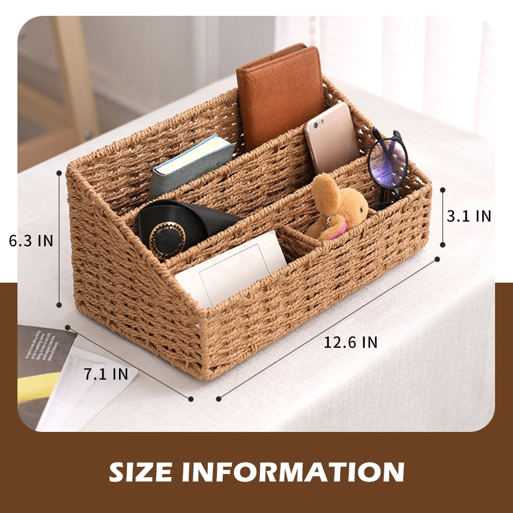 Woven Mail Organizer Basket, 12.6 Inch Countertop Mail Organizer for Bills and Pens, Farmhouse Desk Storage and Acces... - Image 5