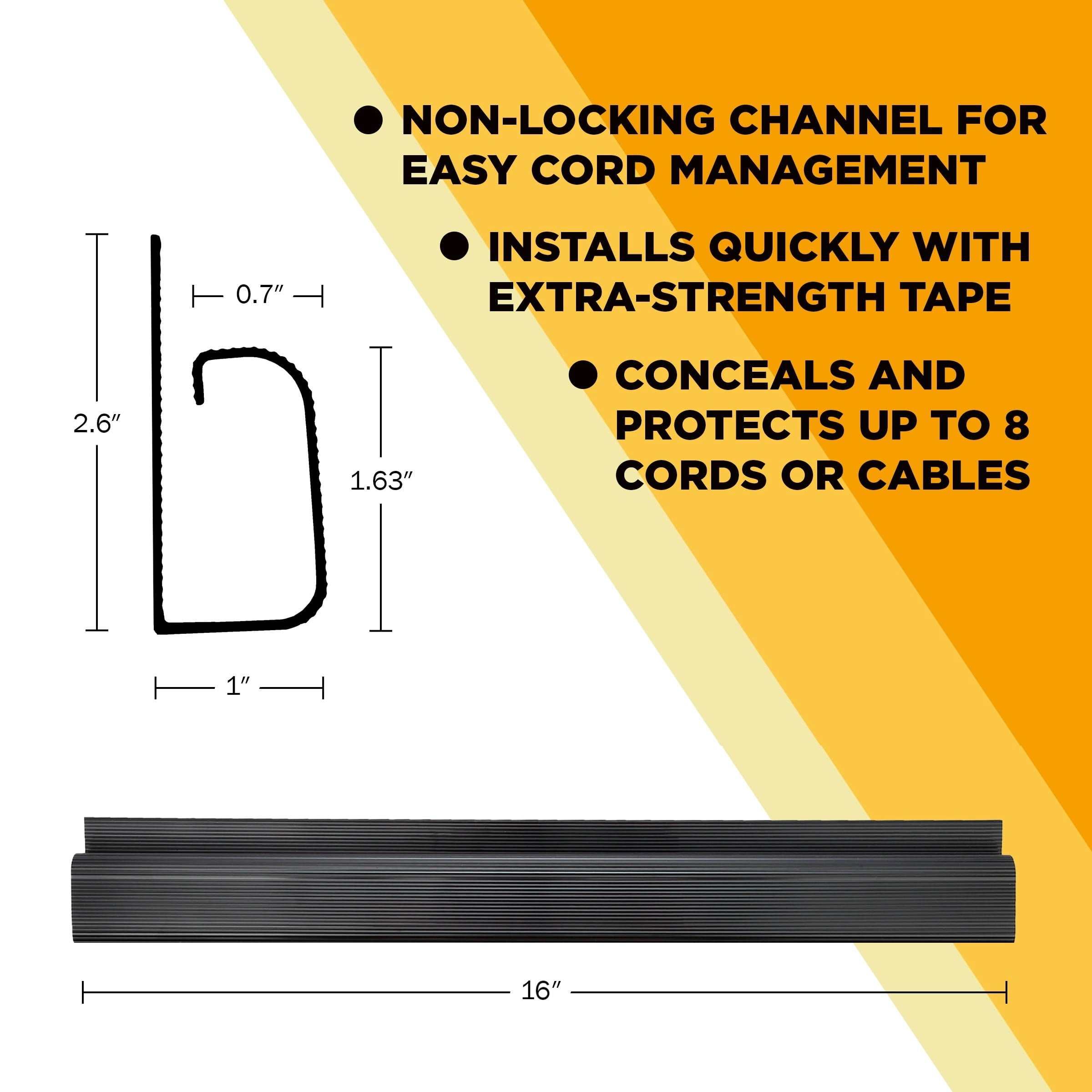 J Channel Desk Cable Organizer Kit– 5 Black Raceway Channels -by - Image 5
