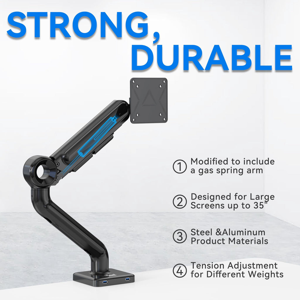 Rosewill Single Monitor Arm Holds 26.50 lbs, Ultrawide Computer Monitor Stand for 35 inch Screens, Upgraded Adjustable Monitor Mount with US - Image 3