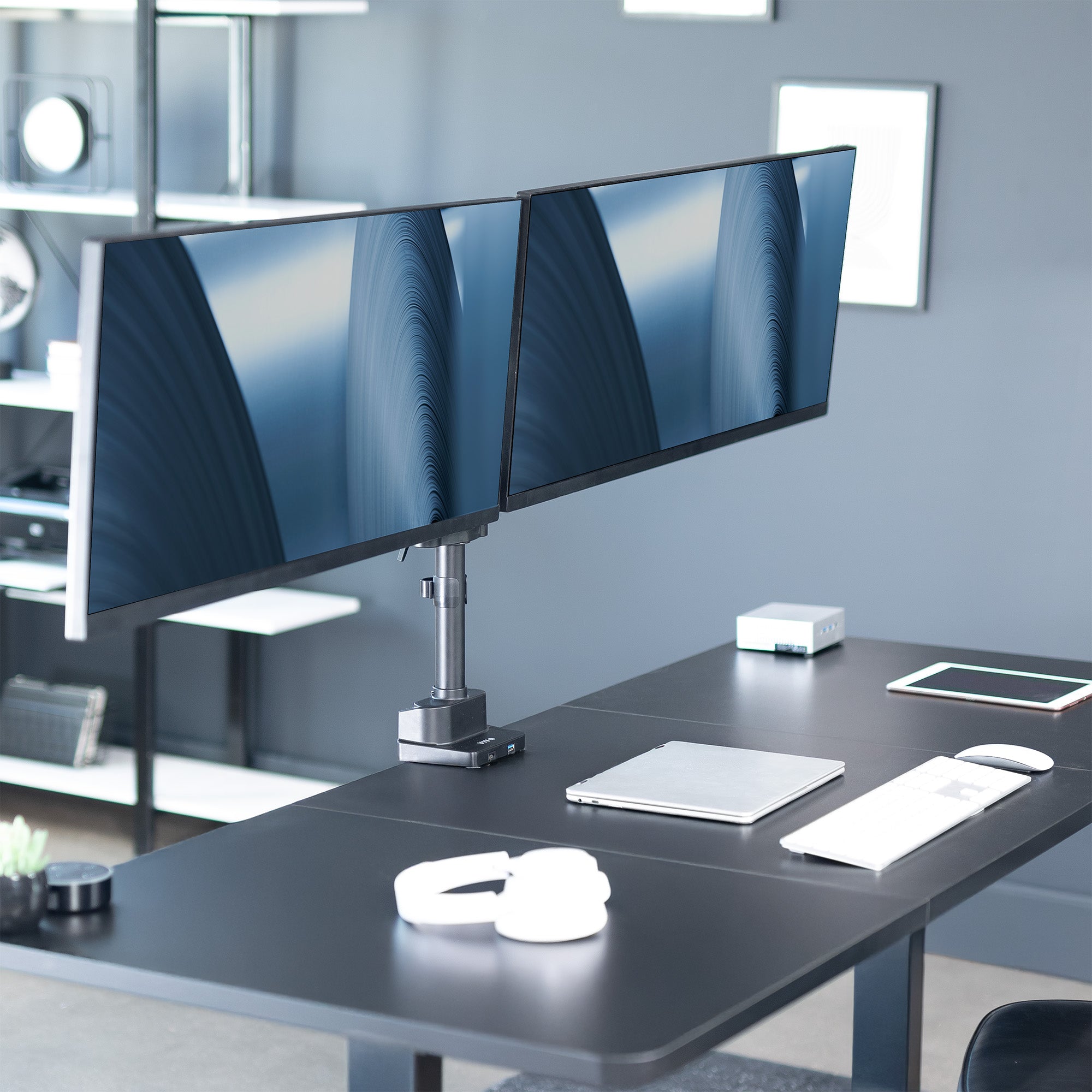 Premium Aluminum Full Motion Dual Monitor Arm Desk Mount Stand w/ USB Ports - Image 2