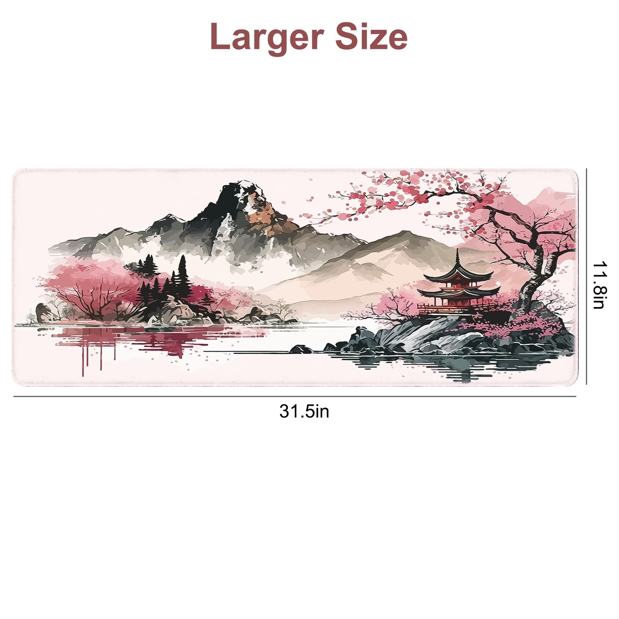 Gaming Mouse Pad, Large Mousepad Rubber Base Desk Mat with Stitched Edges, 31.5x11.8in - Image 2