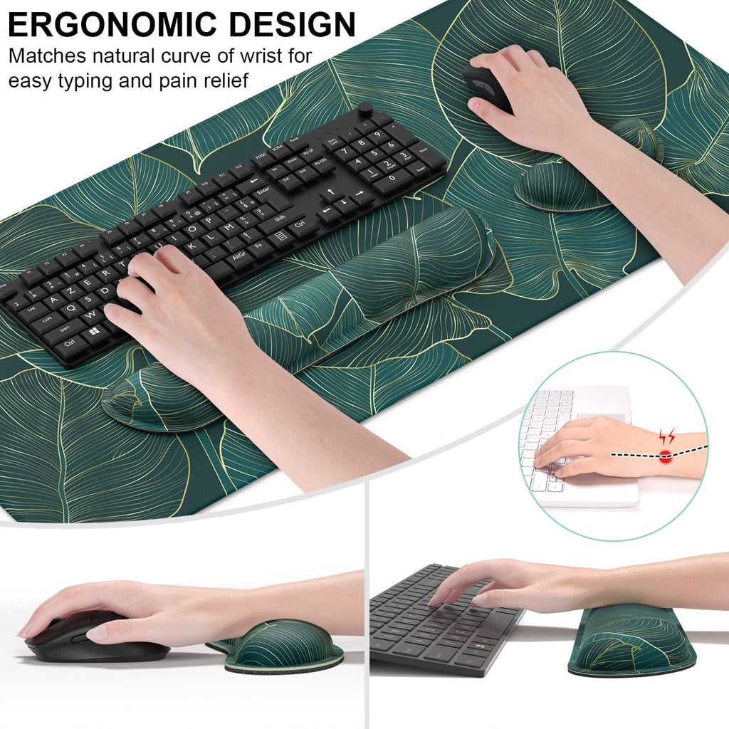3Pcs Ergonomic Large Mouse Pad and Keyboard Wrist Rest, Desk Pad for Keyboard and Mouse, 3-in-1 Gaming Mouse Pad with... - Image 5
