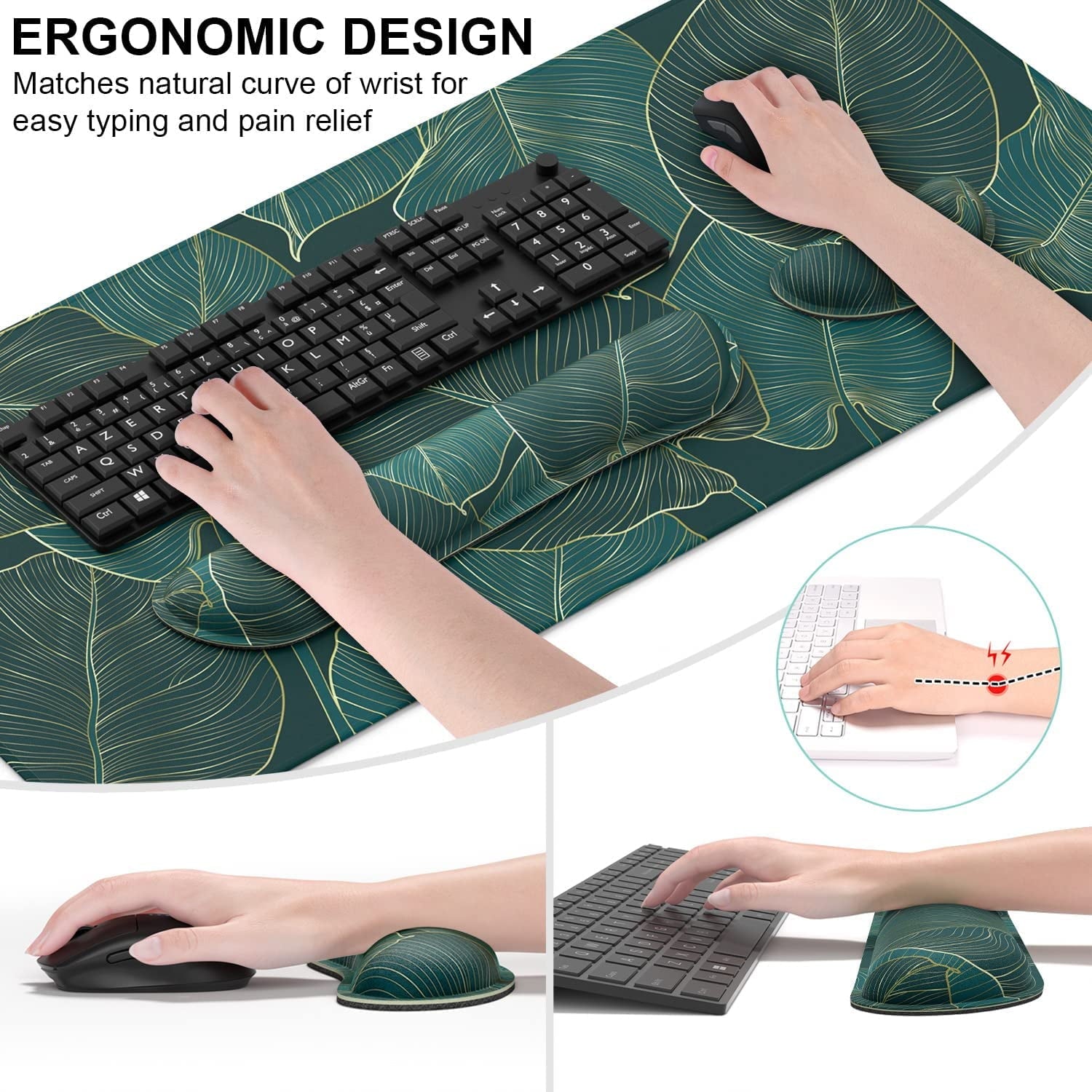 3Pcs Ergonomic Large Mouse Pad and Keyboard Wrist Rest, Desk Pad for Keyboard and Mouse, 3-in-1 Gaming Mouse Pad with... - Image 5