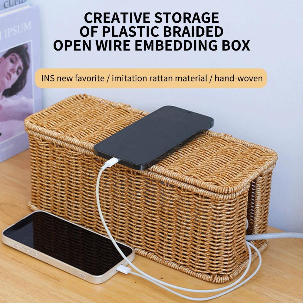 Hand-Woven Charging Station Storage Box Cable Management Basket For USB Cables Organizer Data Cables - Image 4