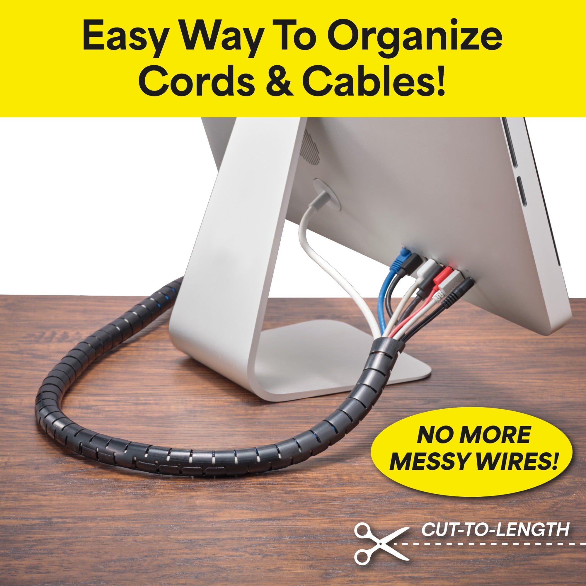 Cable Keeper Cord Organizer, 10-Foot Adjustable Cord Cover, TV & Computer Cord Organizer - Image 2