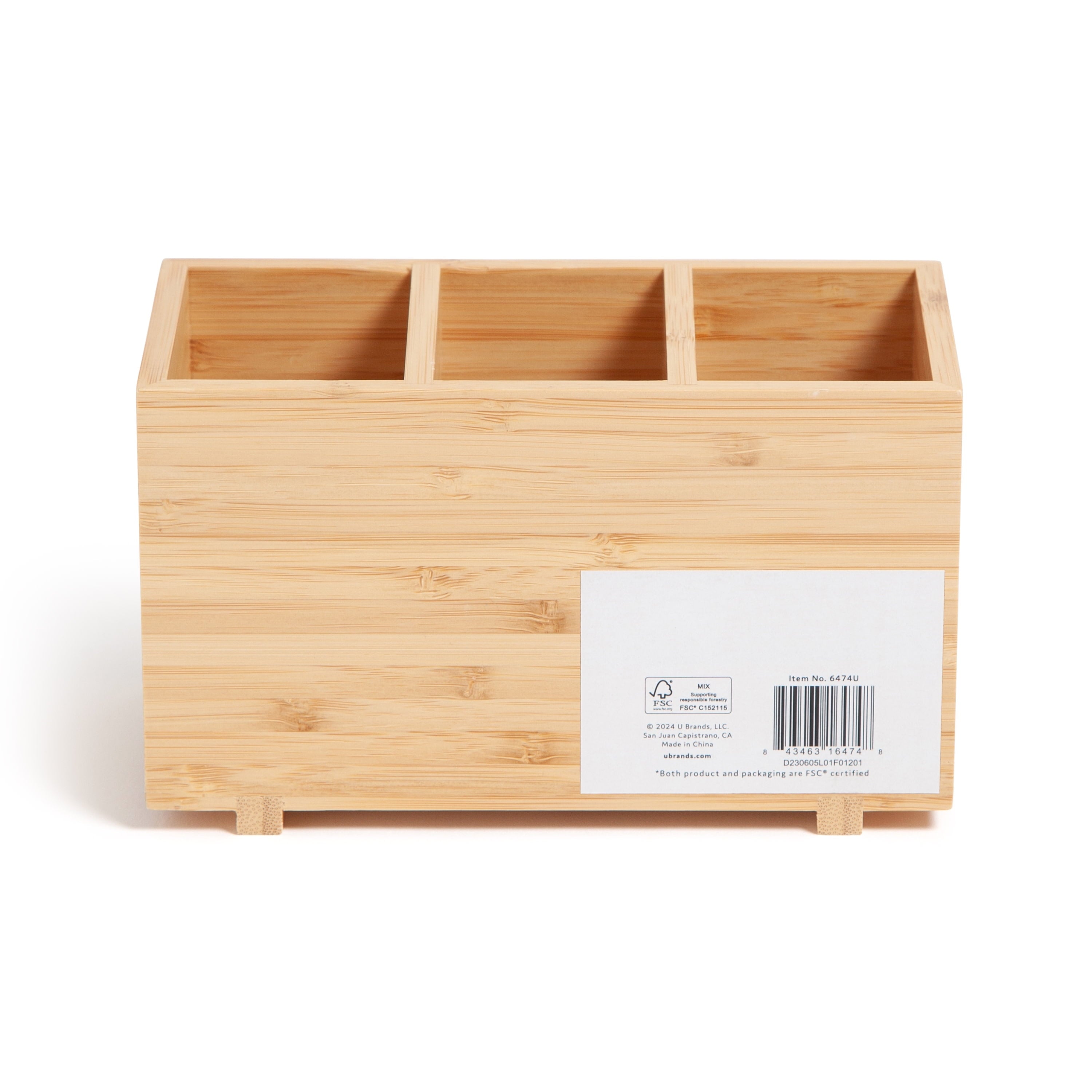 Desktop Organizer, 7" x 3.5" x 4.2", Bamboo, Made of Natural Materials - Image 2