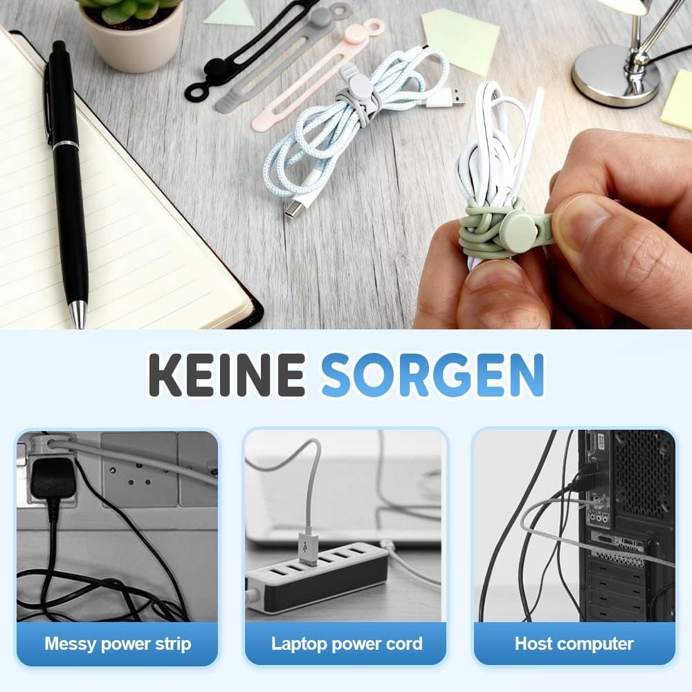 2026 Silicone Cable Ties,Cable Management Headphone Organizers,Reusable Cord Management Wire Organizers for Cords,Hom... - Image 5