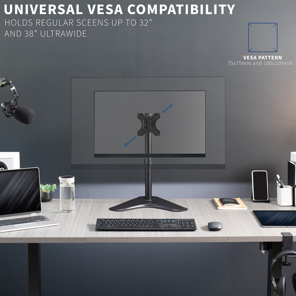 Black Single LCD Monitor Adjustable Desk Stand, Fits 1 Screen - Image 4