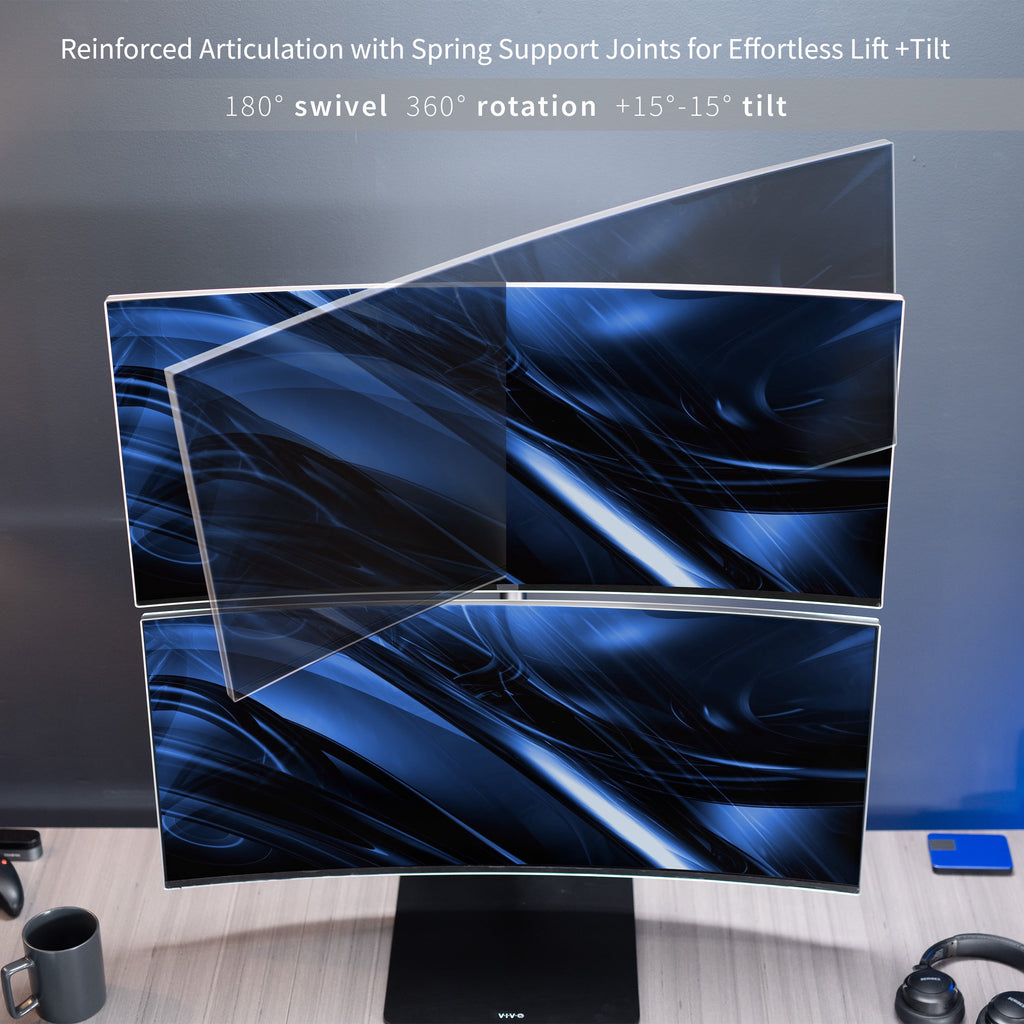 Dual Ultrawide Monitor Desk Stand, Adjustable Mount for 2 Screens up to 45" - Image 5