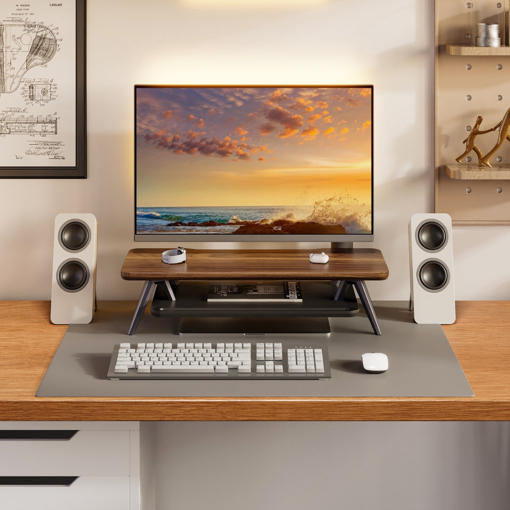 Monitor Stand, 2 Tiers Monitor Stands Riser, 23.6 Inch Computer Monitor Riser with Storage Organizer - Image 4