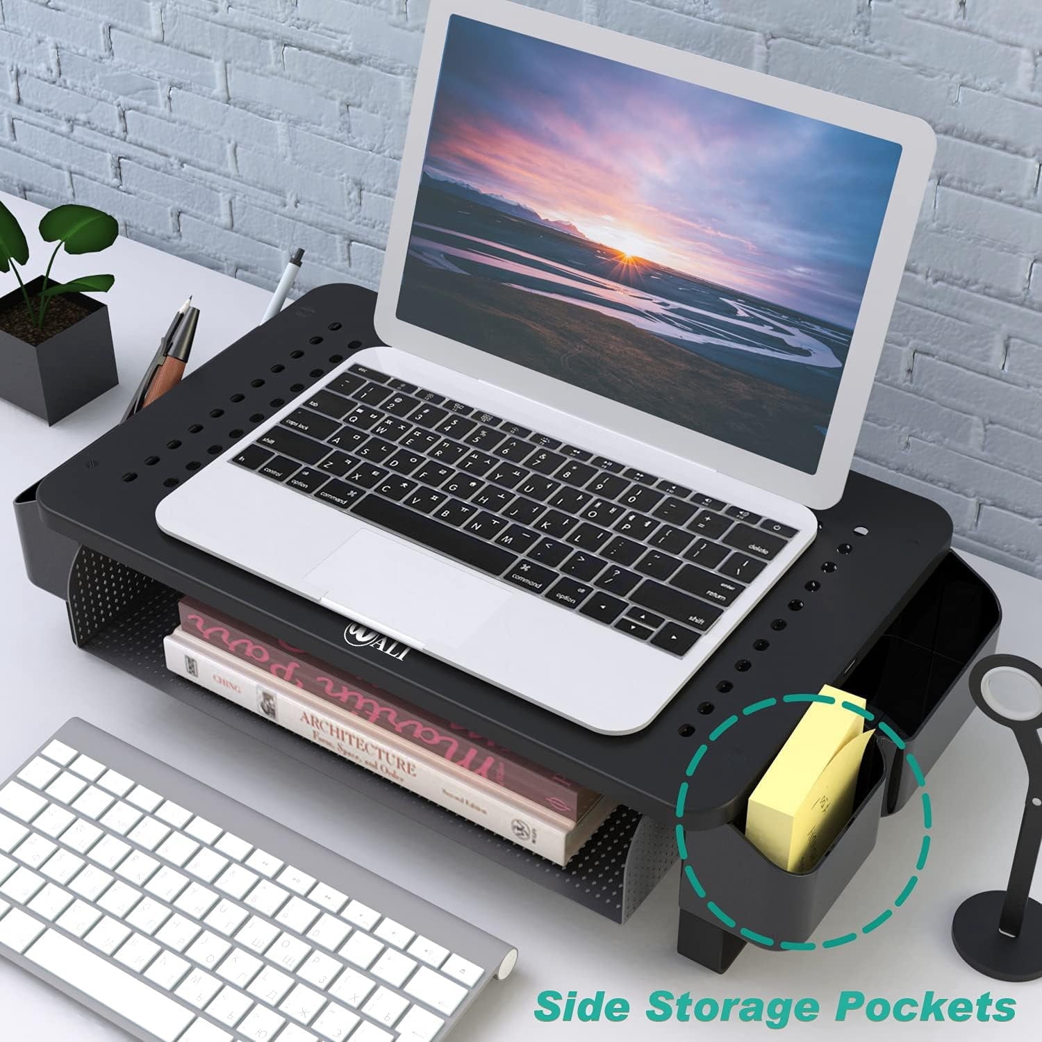 Monitor Stand Riser with Pullout Storage, Desk Organizer with Ventilation Drawer, Desktop Computer Stand with Pen Hol... - Image 5