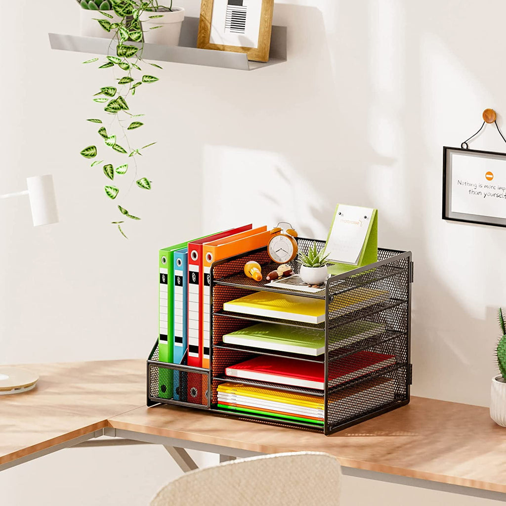 with File Holder, 5-Tier Paper Letter Tray , Mesh s and Accessories with Magazine Holder, top and Storage for Office ... - Image 2