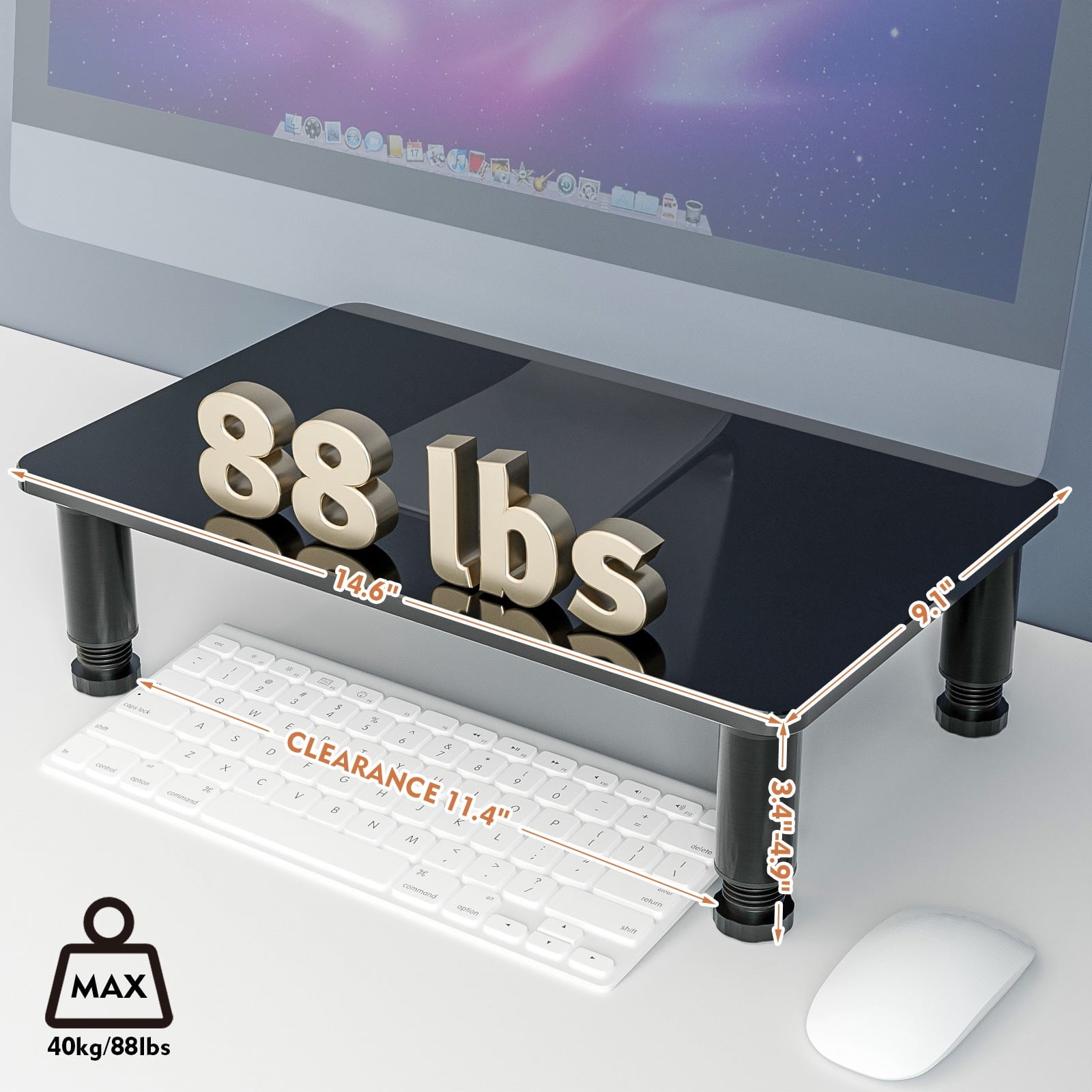 2 Pack Computer Monitor Stand Riser with Height Adjustable Multi Media Desktop Stand for Computers, Laptops & TVs, Black HD01B-202P - Image 5
