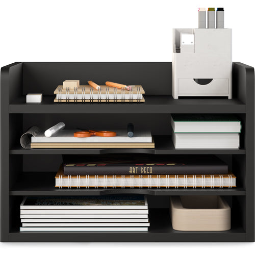 4-Tier Paper Organizer, Office Desk Organizer, Document Mail Sorter, Black - Image 2