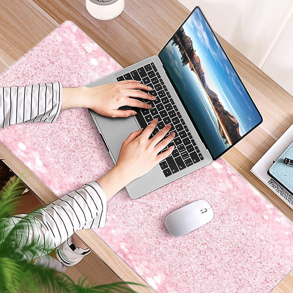 Pink Glitter Desk Mat, Desk Accessory, Cute Workspace, Trendy Workspace, Trendy, 35.4x15.7in Large Gaming Mouse Pad, ... - Image 6