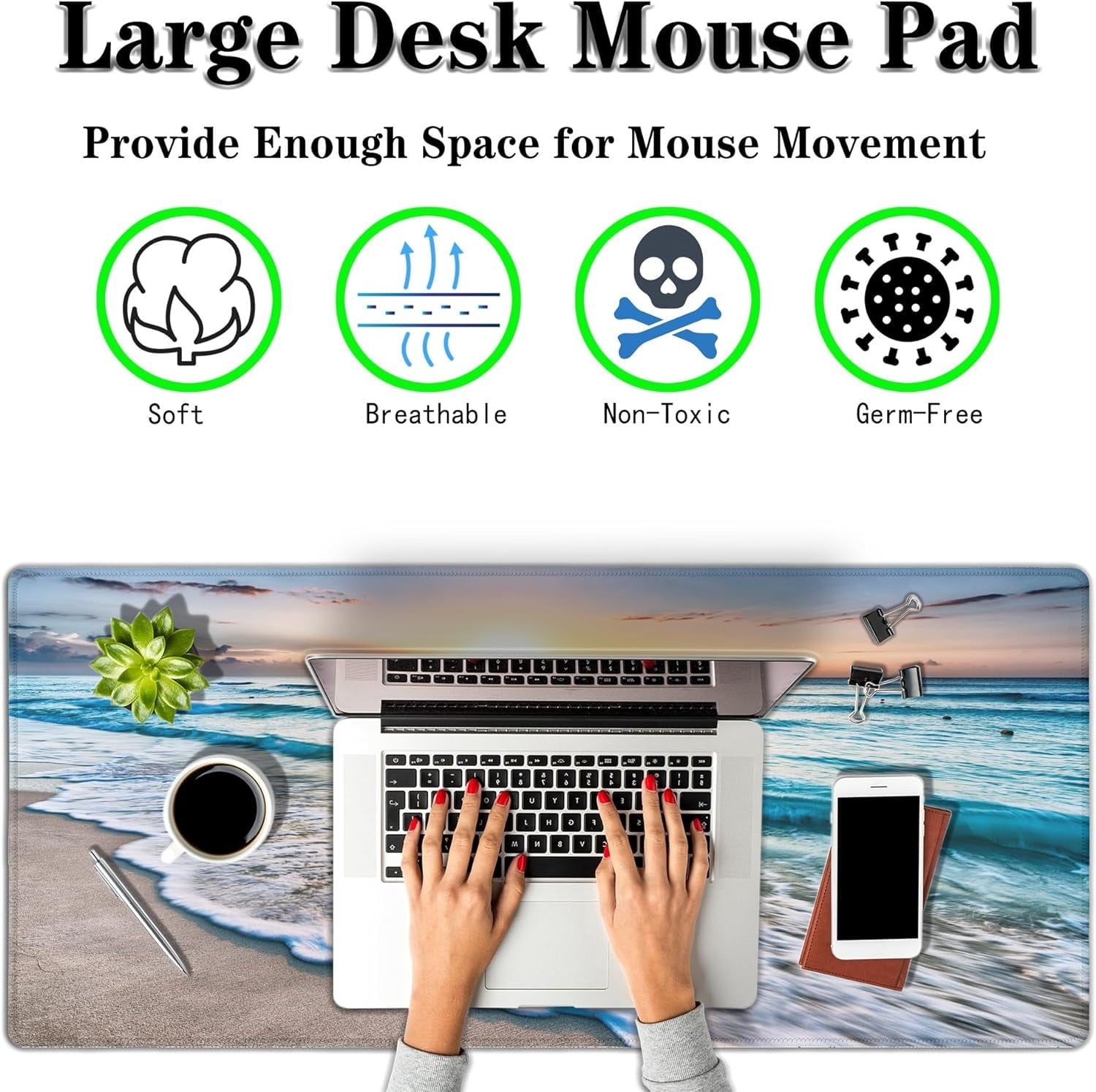Keyboard Mats Desk Accessories Kit Gaming Mousepad Big Mouse Pads Pc Desk Mat Full Desk Mat Waterproof Non-Slip Rubber Base 35.4" X 15.7" fo - Image 2