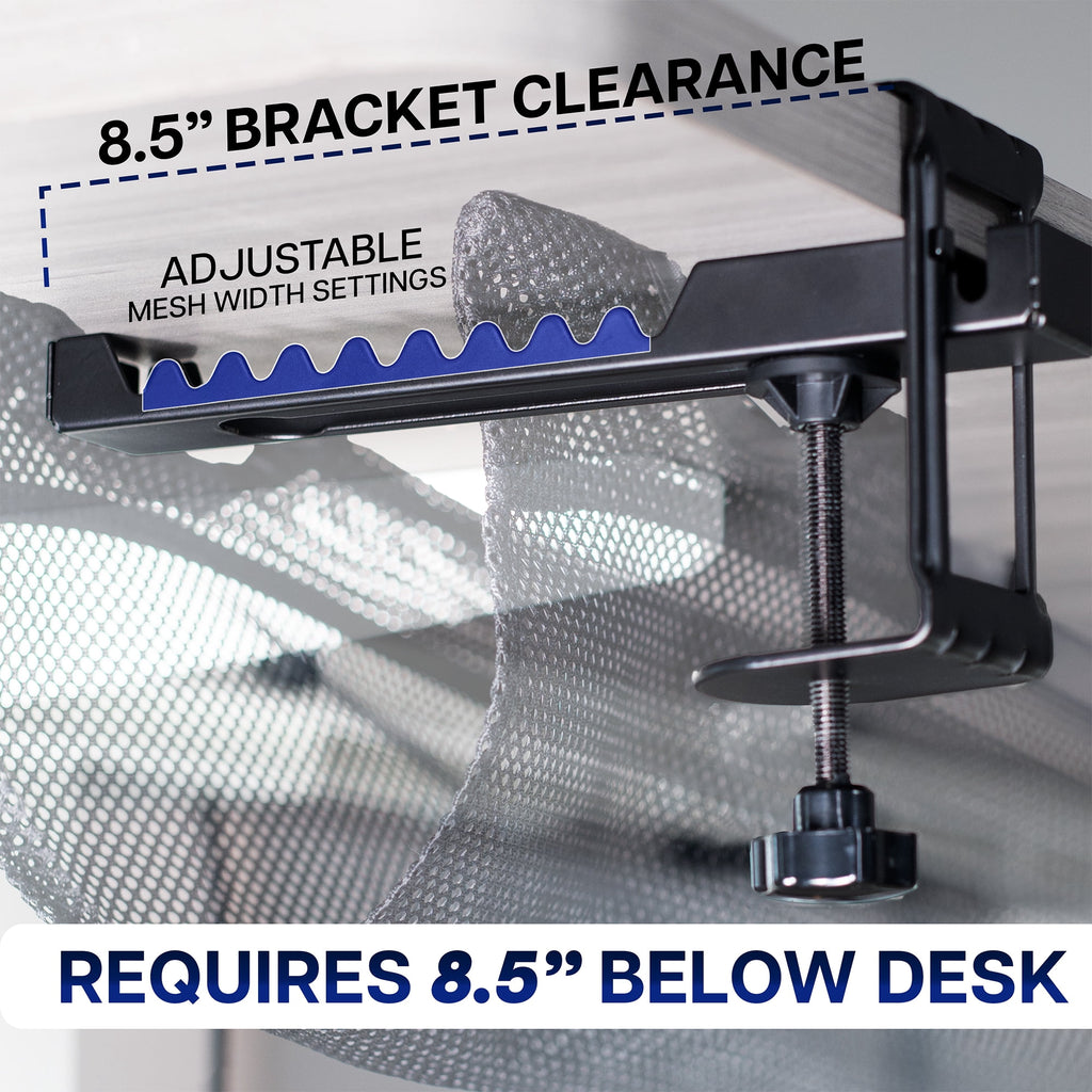 Black 36" Clamp-on Under Desk Cable Net, Mesh Cable Management - Image 6