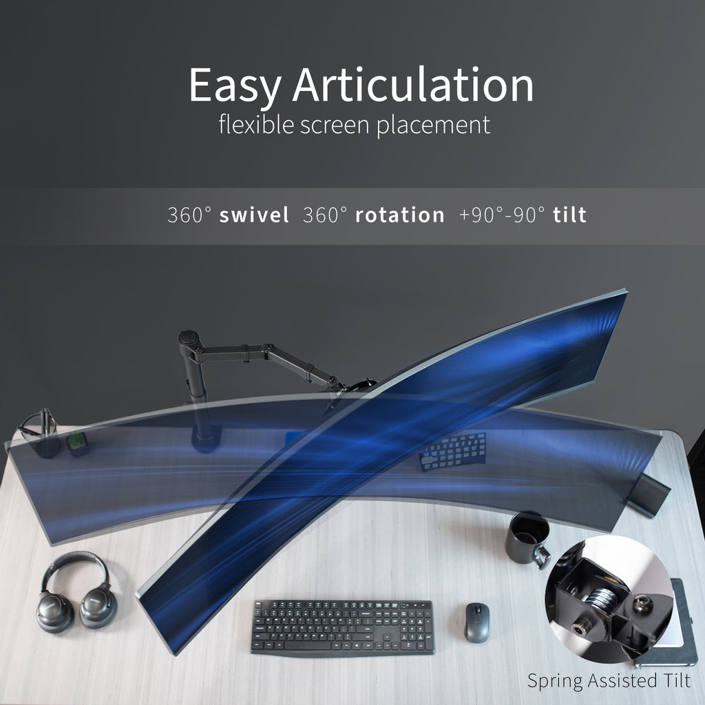 Single Ultrawide Monitor Desk Mount, Adjustable Stand for Screens up to 45" - Image 5