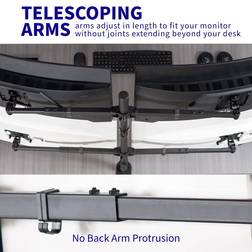 Telescoping Quad Ultra Wide 27" to 38" Monitor Heavy Duty Desk Mount Stand - Image 4