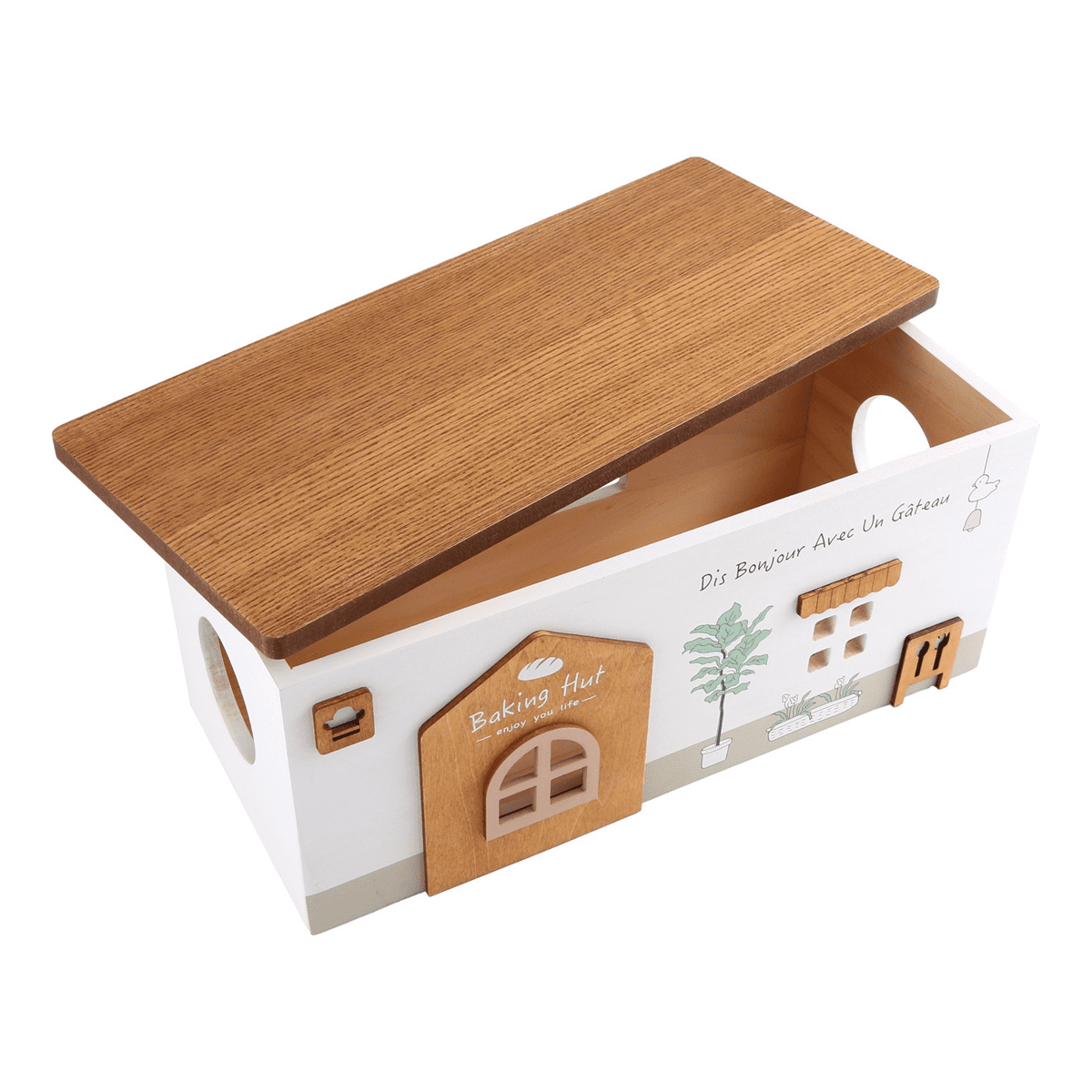 Cable Management Box, Wood Extension Cord Organizer, Handmade Power Strip Box for TV Computer Wire USB Hub System - Image 2