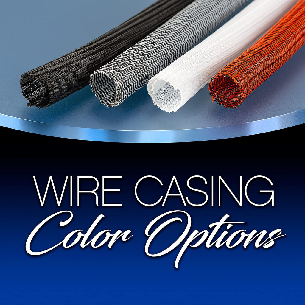 Cable Management, 6 ft Long, 1 in. Wide, Braided Cable Sleeve, Wire Loom Split Sleeving for Power Audio and Video Cable Desk Organizer, Whit - Image 4