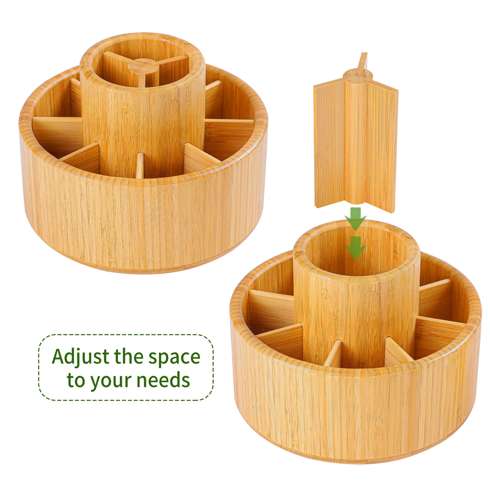 Bamboo Rotating Art Supply Desk Organizer,Pencil Holder Organizer, Desktop Storage Caddy for Pen,Colored Pencil,Crayo... - Image 5