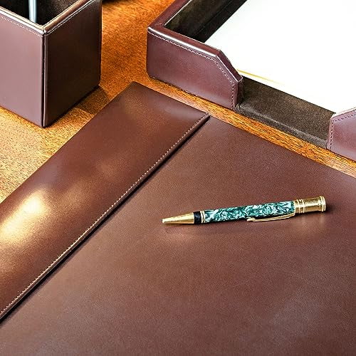 G3C23279LDACASSO Bonded Leather Desk Pad with Side Rails - Luxury Leather Desk Blotter for Writing (30 x 18, Brown) - Image 6