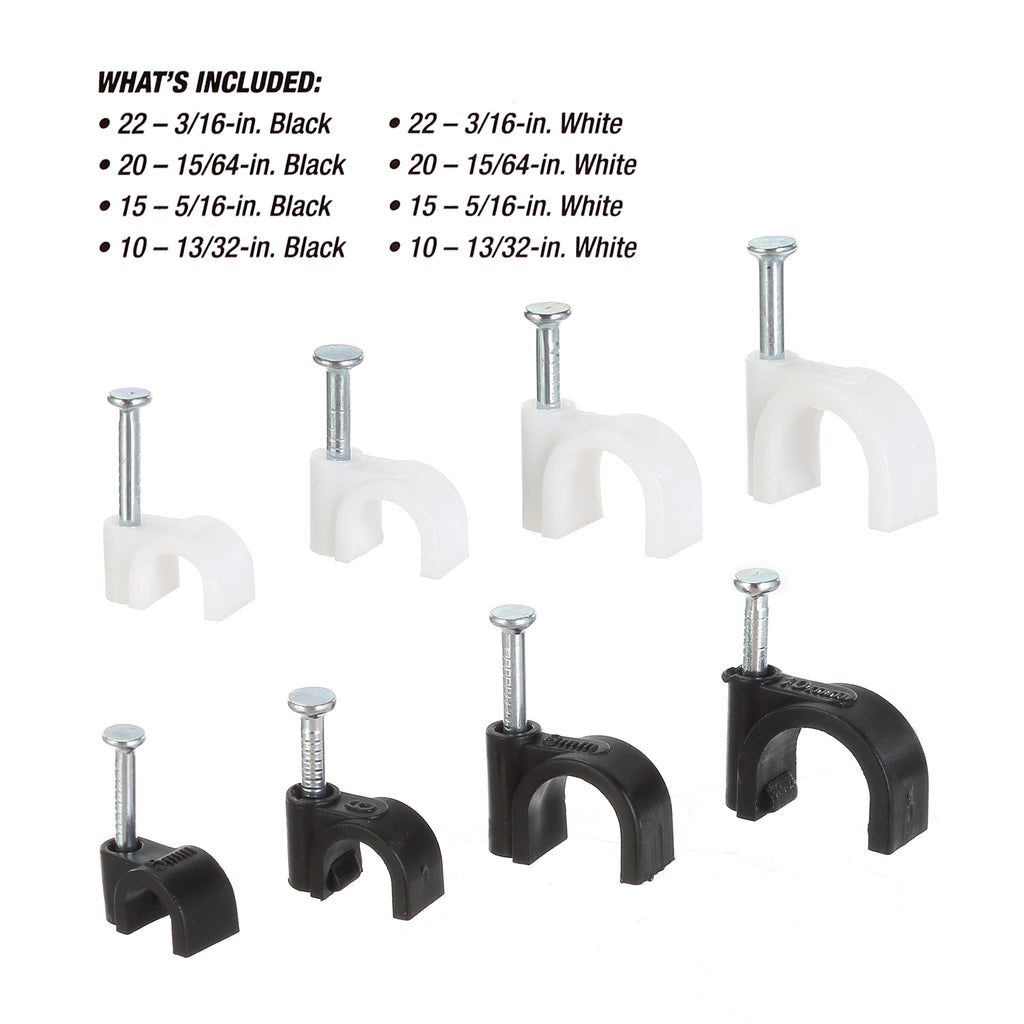 134-Piece Polypropylene Cable Clip Set for Wood and Masonry - Image 3