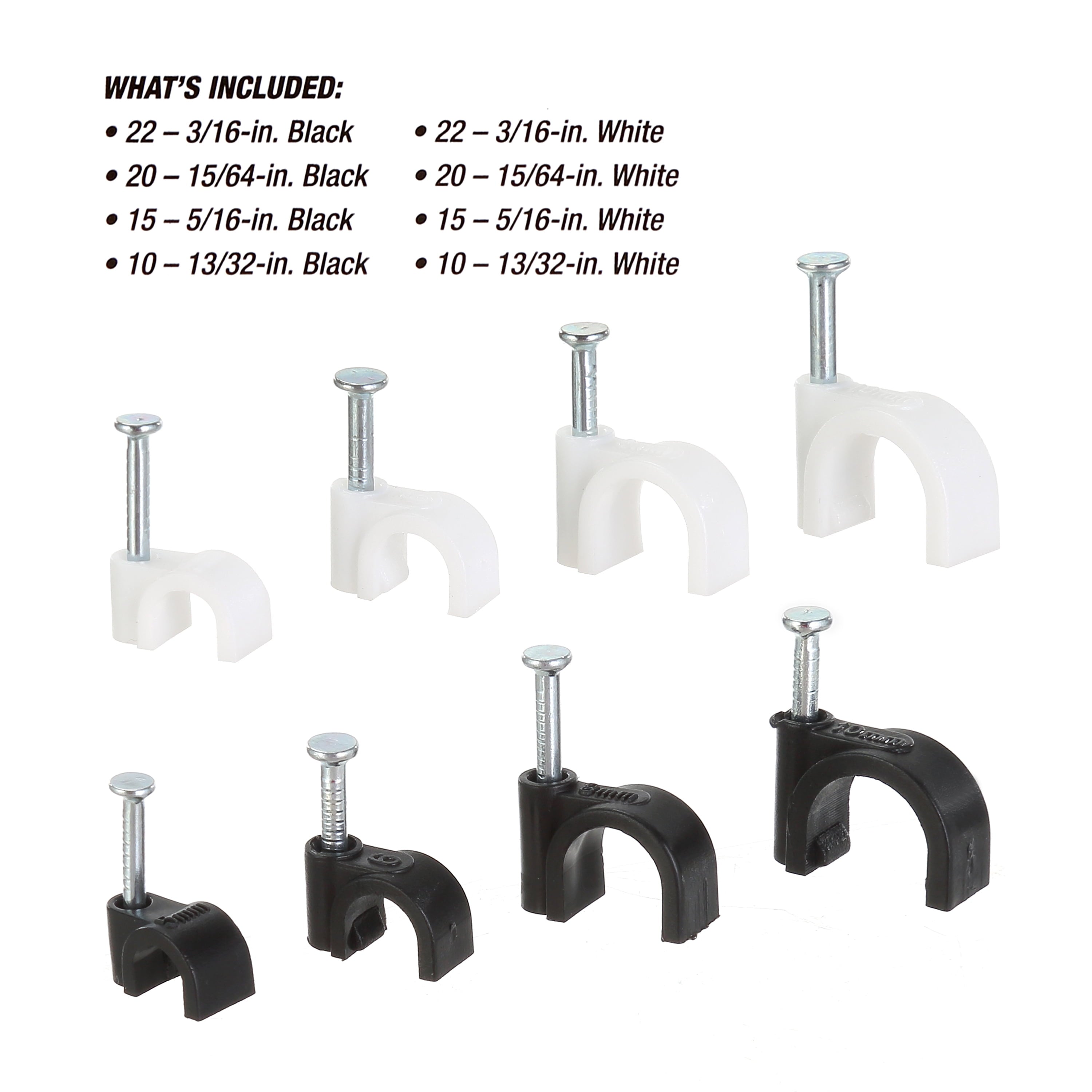134-Piece Polypropylene Cable Clip Set for Wood and Masonry - Image 3