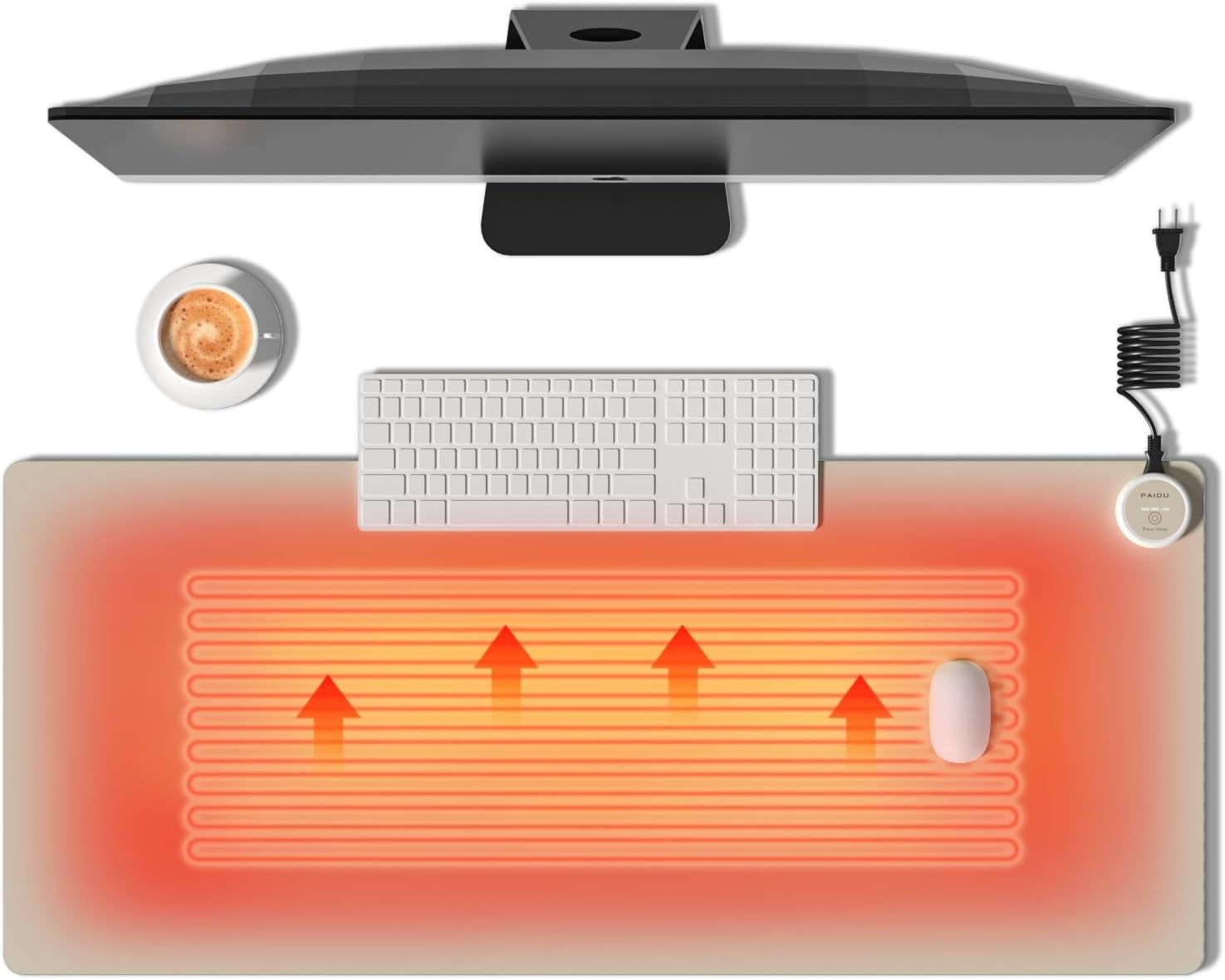 Heated Desk Pad, Gaming Mouse Pad for Desktop, 31.5"x13", Large Waterproof Computer Mat, Non-Slip Leather Desk mat fo...