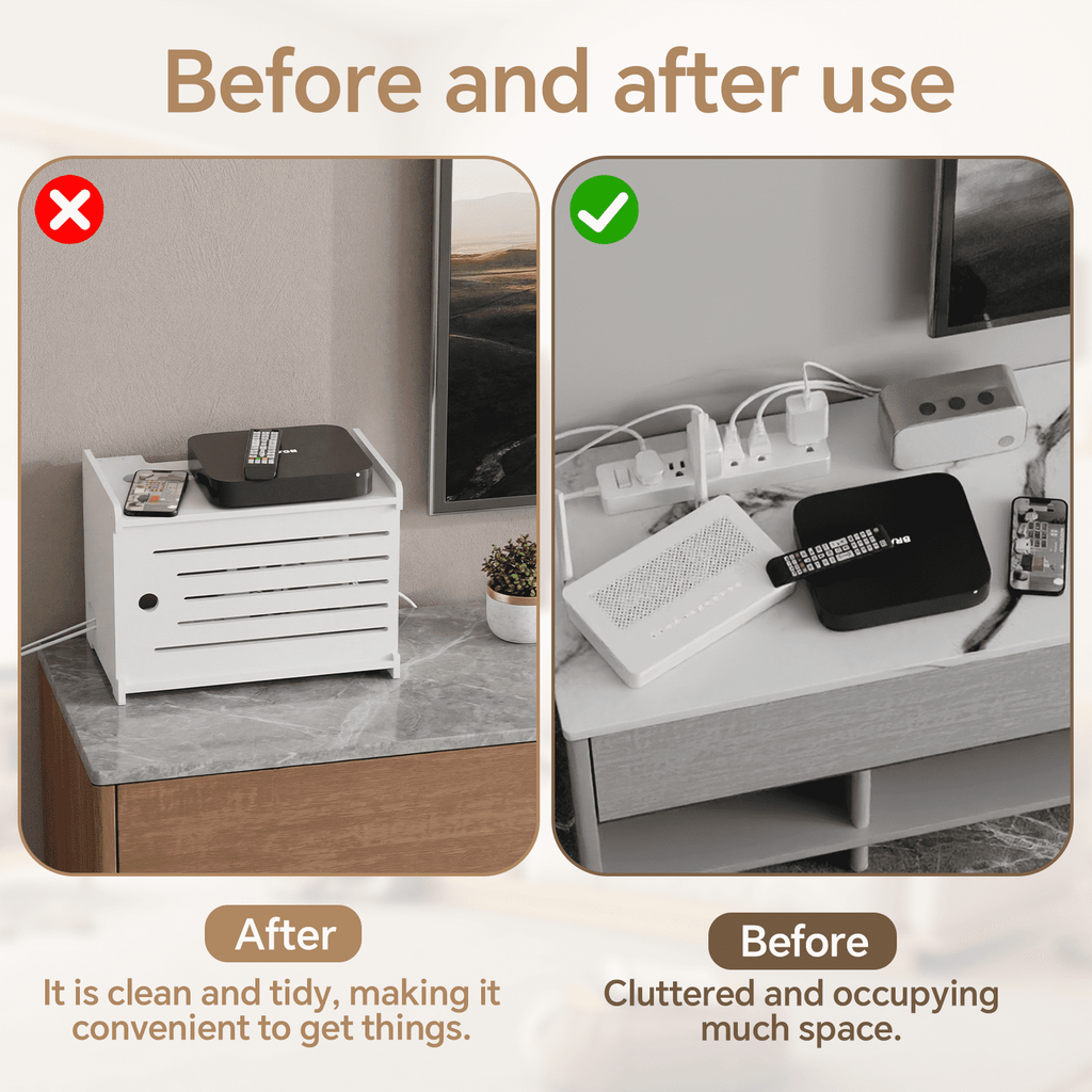 Wooden WiFi Router Storage Box Hider Shelf, Decorative Projector Box Hider Rack Countertop, for Cable, Modem, Interne... - Image 6