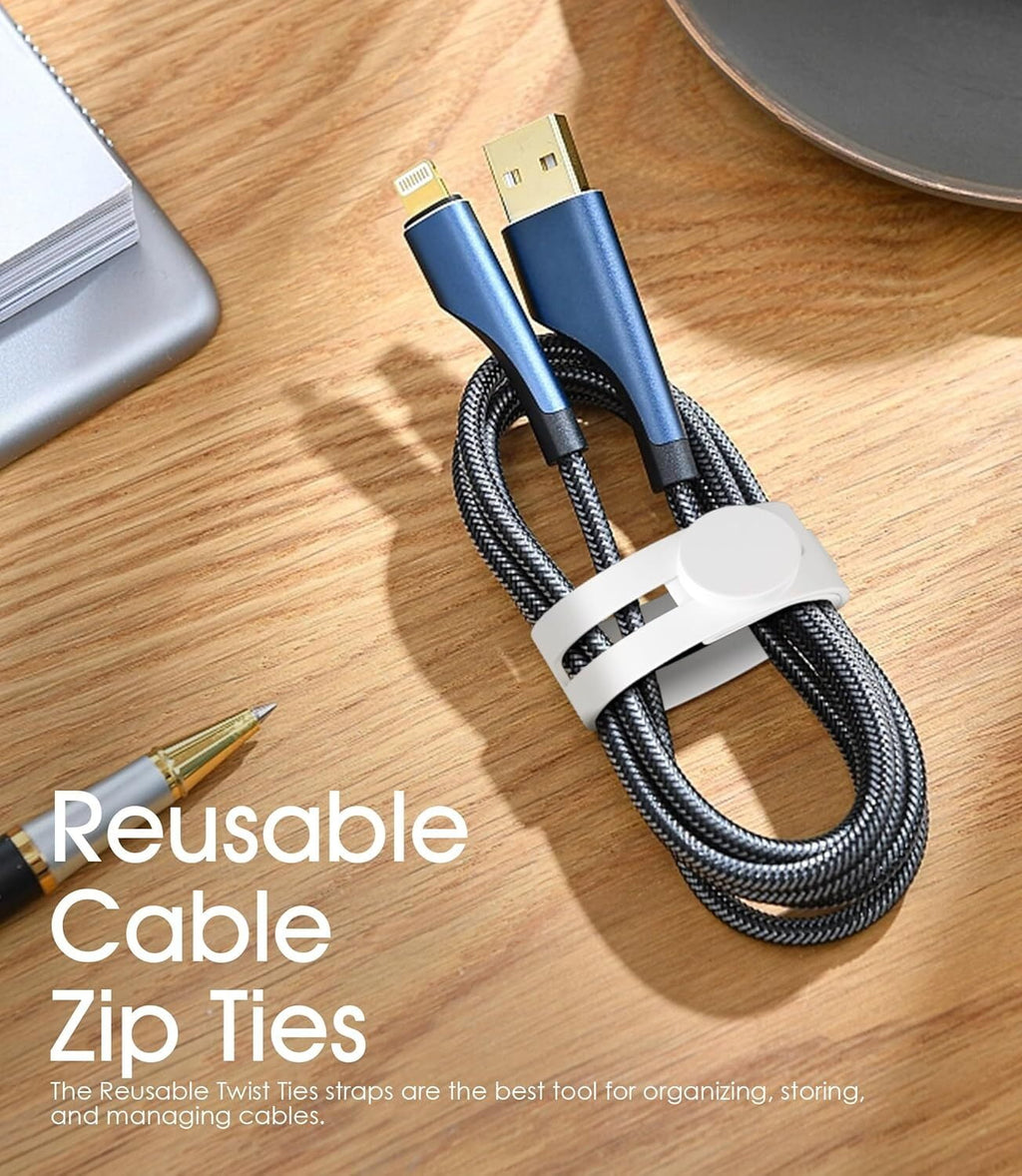 LQQBOX 35Pcs Reusable Cable Ties, Adjustable Silicone Cord Organizer Small Zip Ties for Charging Cords Earphone Computer Wire, Office Desk C - Image 6