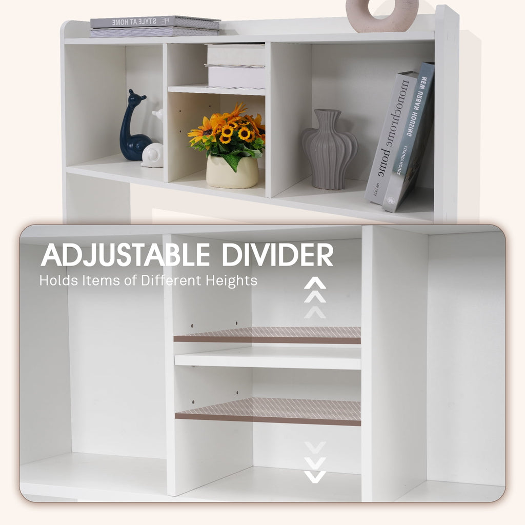 Desktop Bookshelf, Office Desktop Shelf, Wood Desk Hutch for Computer Desk, Adjustable Display Rack, Multipurpose Desktop Bookshelf Storage - Image 5