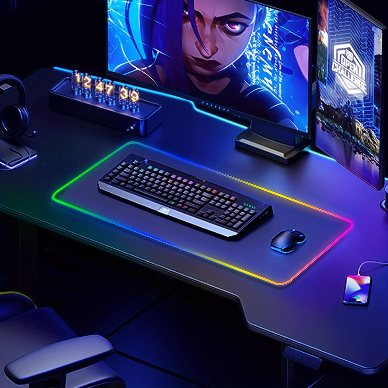 LED Mouse Pad 35.4x15.7 inch, Large RGB Glow Gaming Mouse Pad for Computer Keyboard, 12 Cool Lighting Modes, Anti-Sli... - Image 2