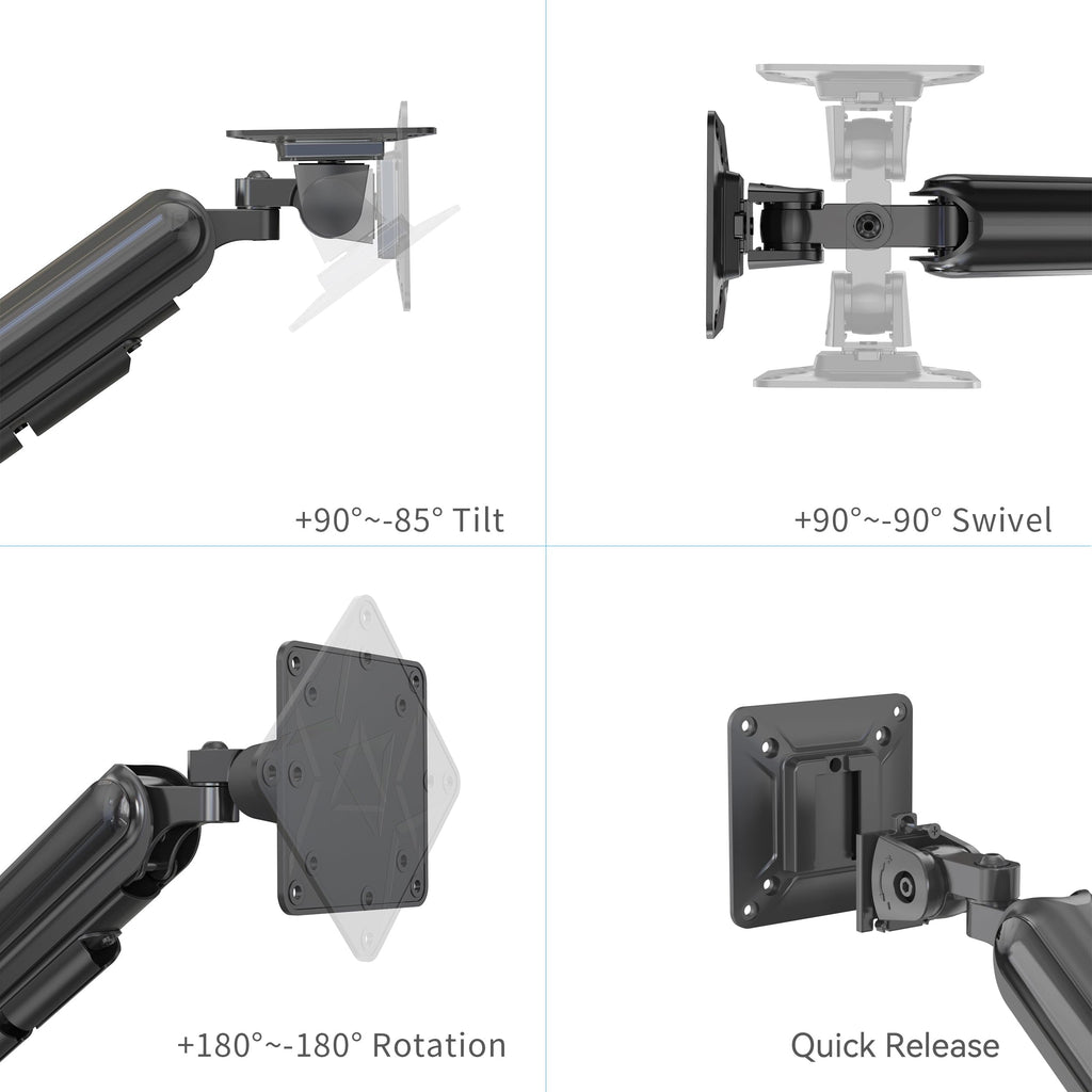 Rosewill Single Monitor Arm Holds 26.50 lbs, Ultrawide Computer Monitor Stand for 35 inch Screens, Upgraded Adjustable Monitor Mount with US - Image 4
