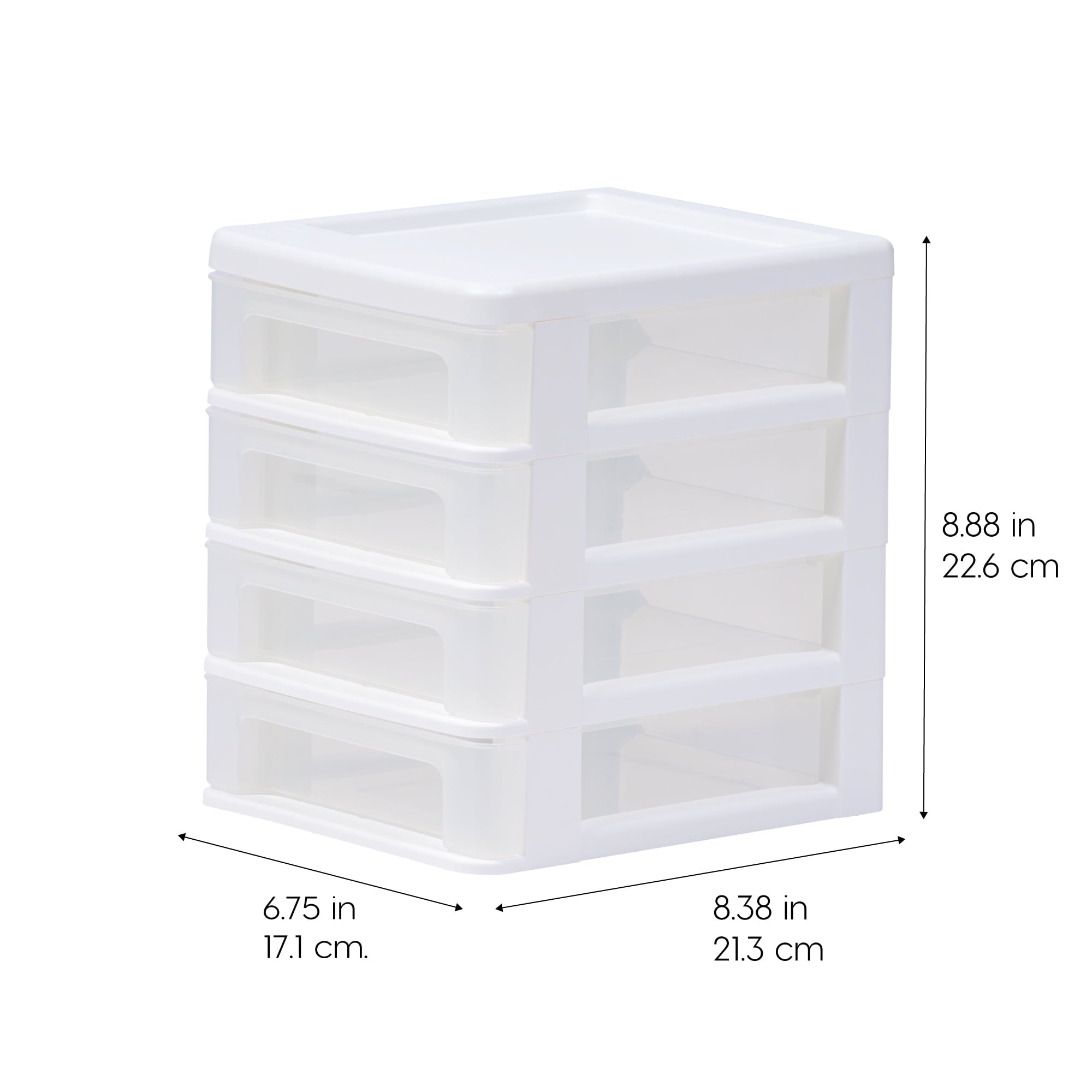 IRIS Small 4-Drawer Compact Desktop Organizer, Stacking Desktop Unit, White-Clear, Single - Image 5