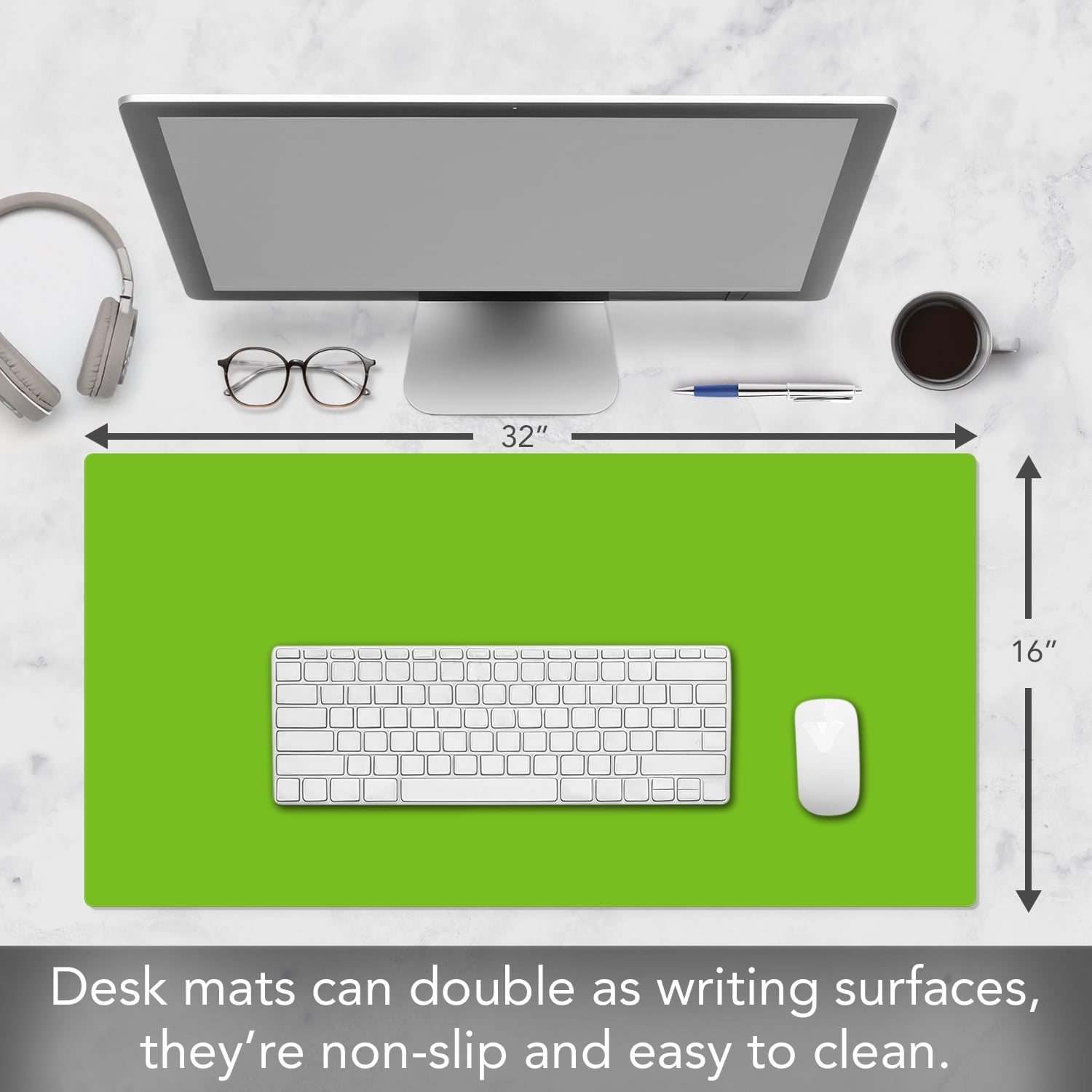 Large Lime Green Desk Protector Mouse Pad 32 x 16 - Image 3