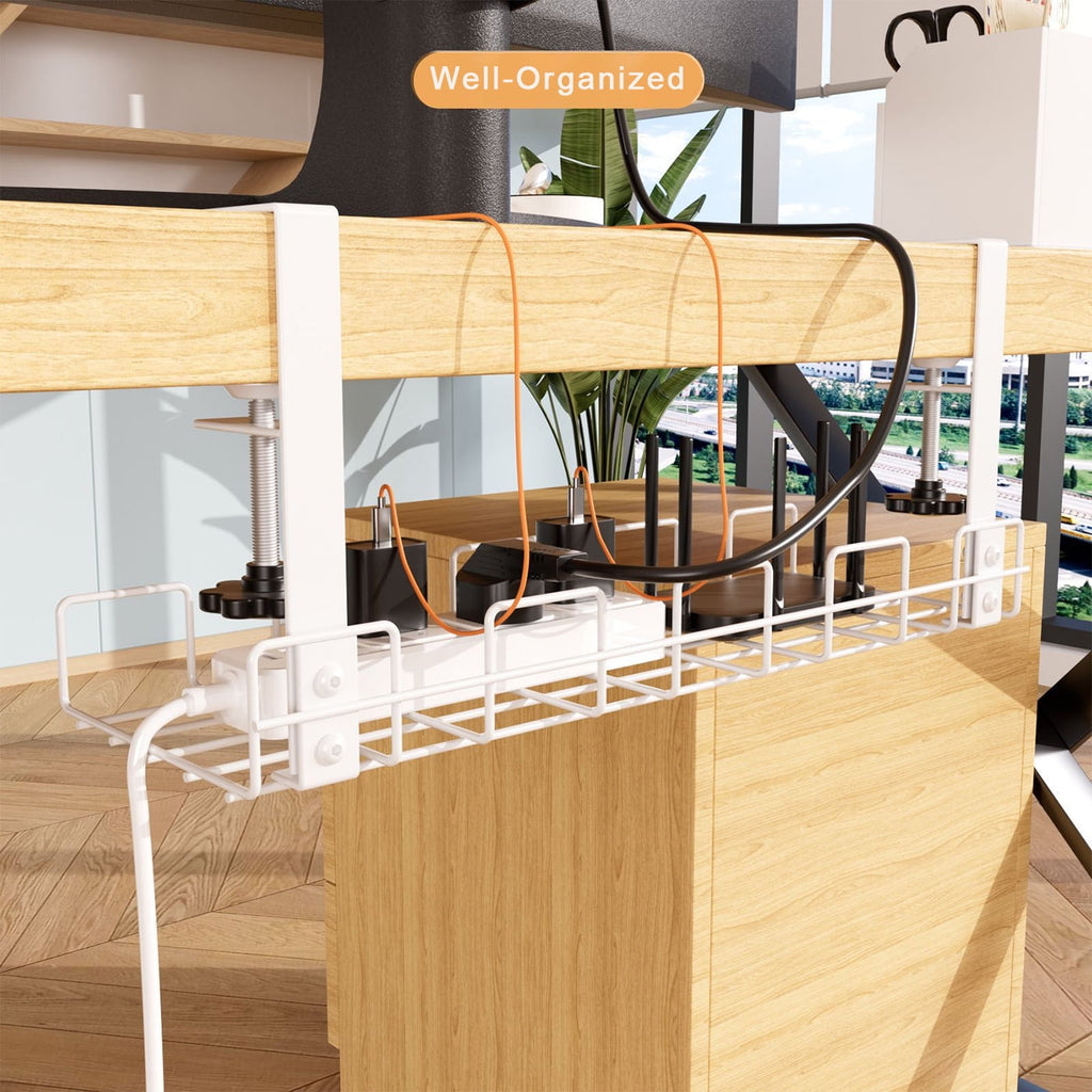No Drill Under Desk Cable Management Tray Under Desk Cable Tray Holder Desk Cable Organizers Accessories Desk Cable M... - Image 5