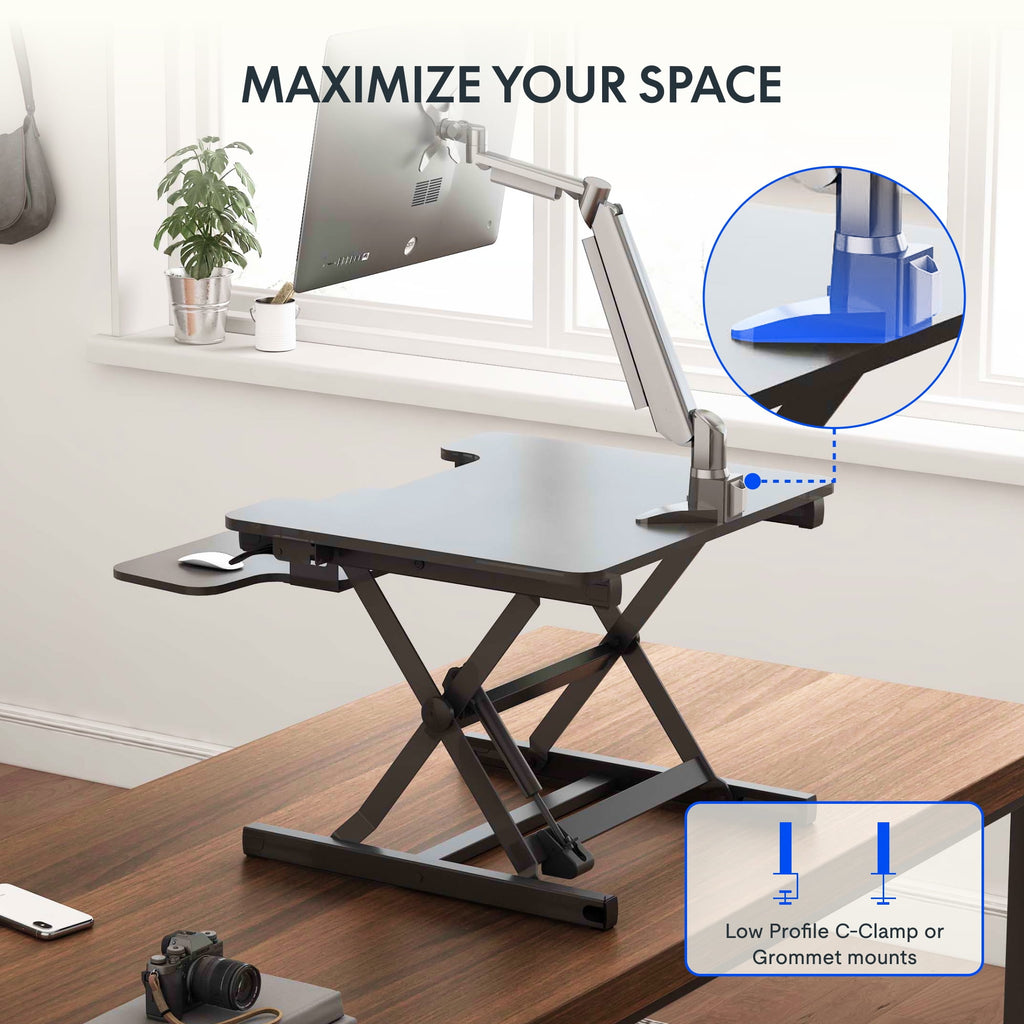 27" Height Adjustable Stand Up Desk Converter - Smooth & Effortless Lift, Compatible with Dual Monitor Mount, Removab... - Image 4