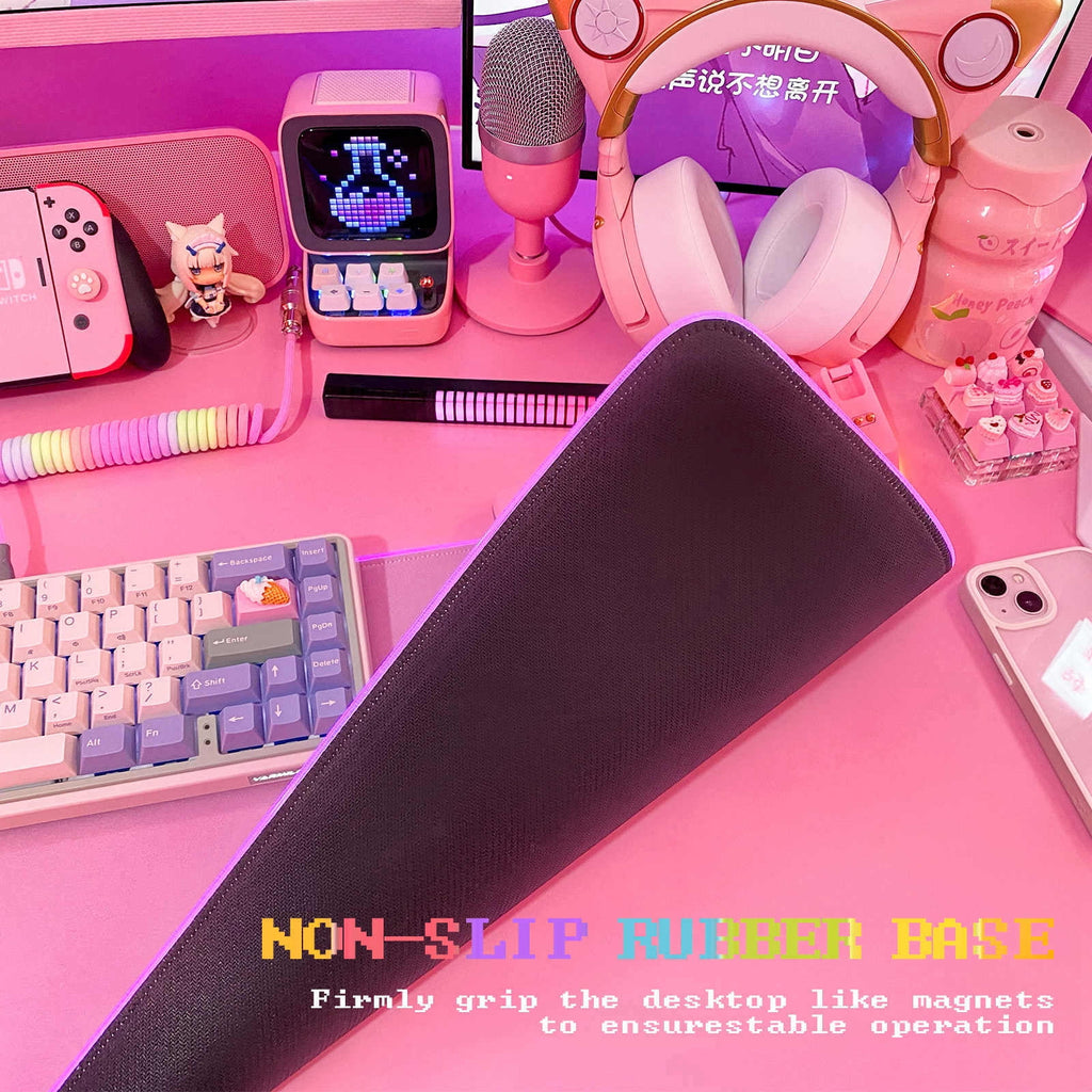 Pink RGB Gaming Mouse Pad 31.5x12 Inch PC XL Large Extended Glowing Led Light Up Desk Pad Non-Slip Rubber Jmiyav Base Computer Keyboard and - Image 4